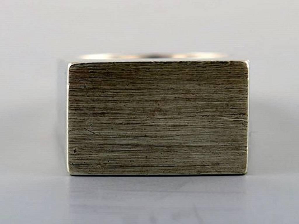 Bent Knudsen Sterling Silver ring in modern stylish danish design, 1960s.
Stamped.
Measures: 16 mm. US Size 5,5. 
All rings can be customized to your size, price $50.
In very good condition, normal wear.