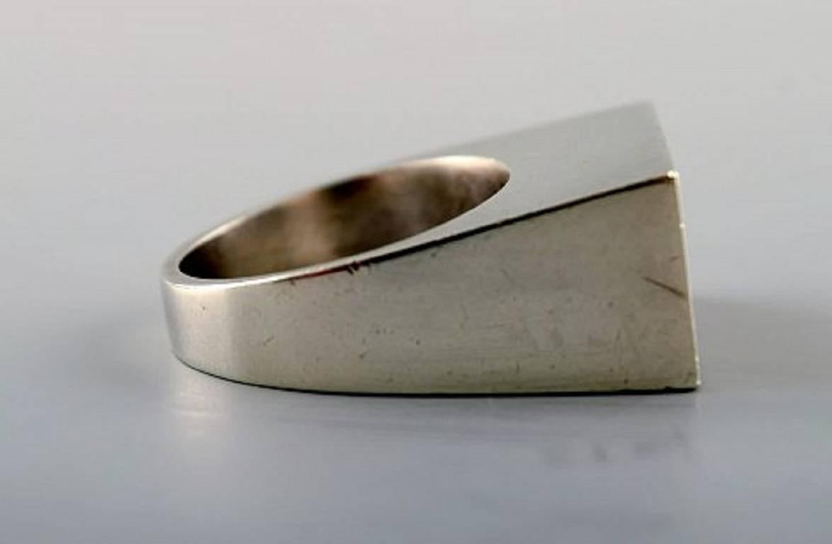 Bent Knudsen Sterling Silver Ring in Modern Stylish Danish Design 1960s In Good Condition In bronshoj, DK