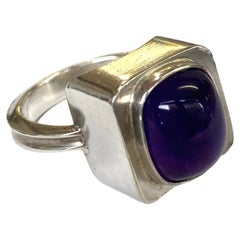 Retro Bent Knudsen Sterling Silver Ring with Amethyst