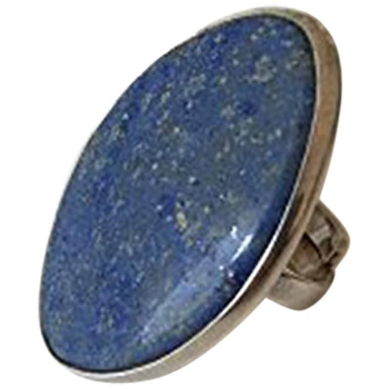Bent Knudsen Sterling Silver Ring with Blue Stone #204 For Sale