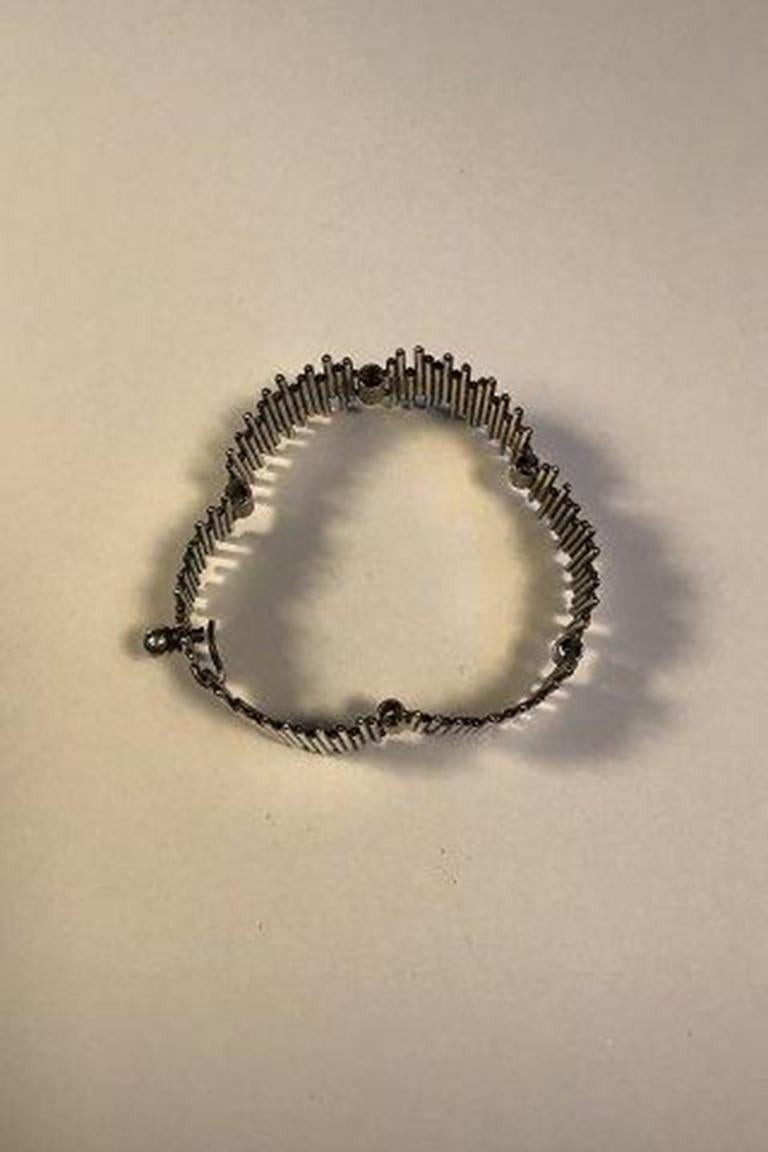 Women's or Men's Bent Knudsen Sterling Silver Segmented Bracelet No 158 For Sale