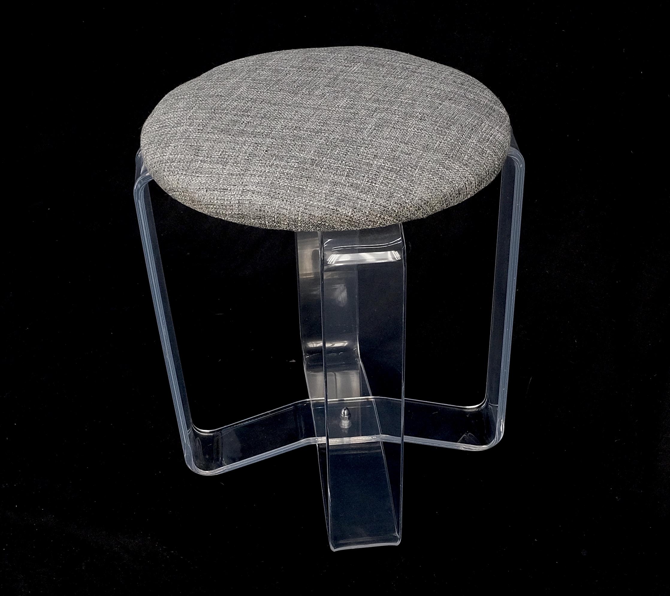 Gebogene Lucite Korbgeflecht-Polsterung Klavierhocker Bank Mid Century Modern MINT! (amerikanisch) im Angebot