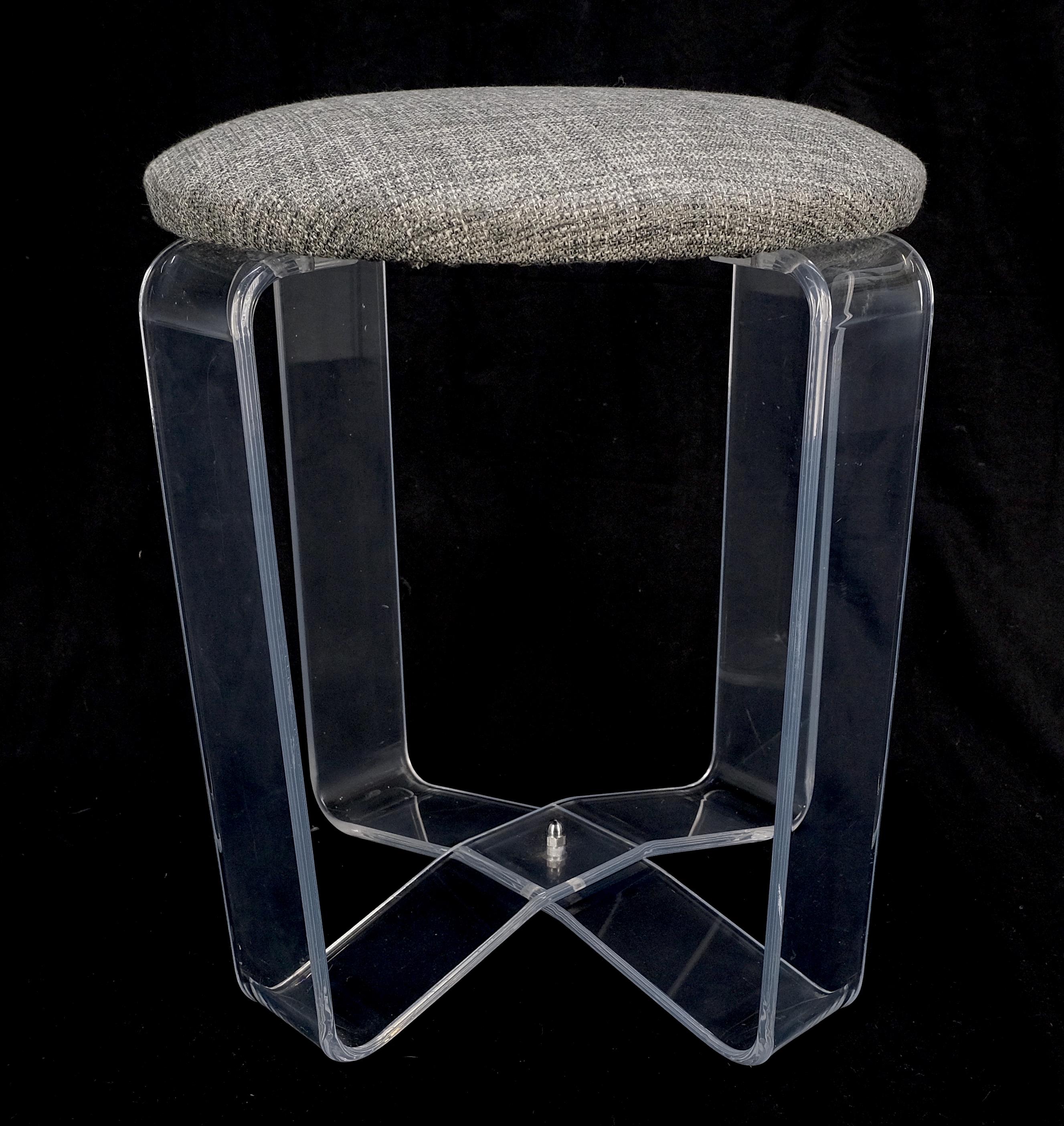 Gebogene Lucite Korbgeflecht-Polsterung Klavierhocker Bank Mid Century Modern MINT! im Angebot 1