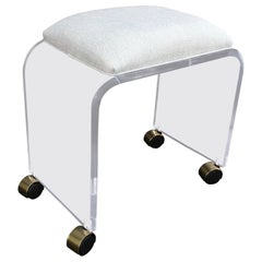 Bent Lucite Mid-Century Modern New Upholstery Piano Window Hall Bench on Casters