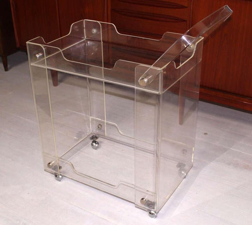 American Bent Lucite Studio Crafted Mid-Century Modern Tea Bar Cart on Wheels MINT! For Sale