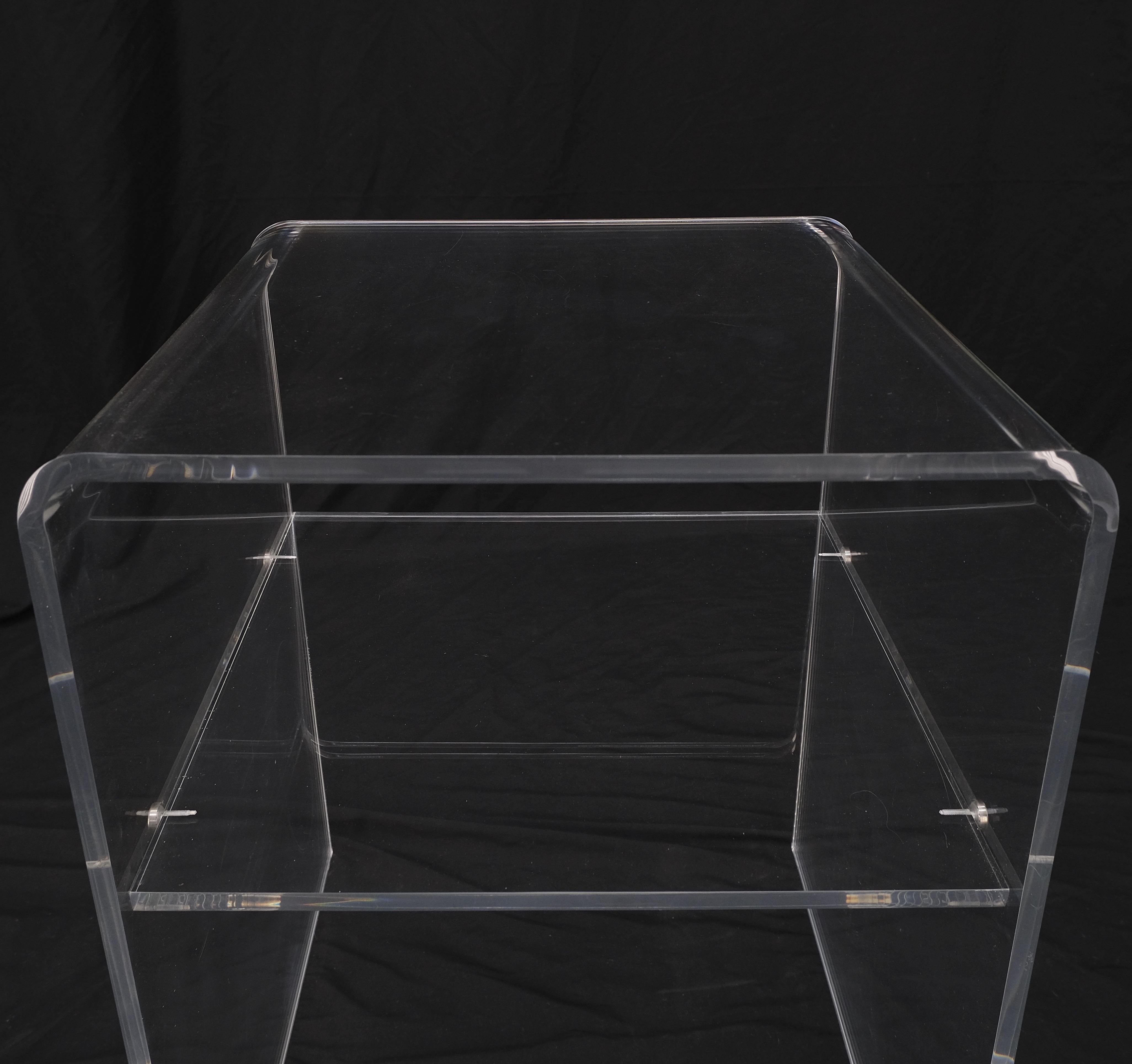 Bent Lucite Two Tierr Square Side Table Stand Mid Century Modern Mint! For Sale 7