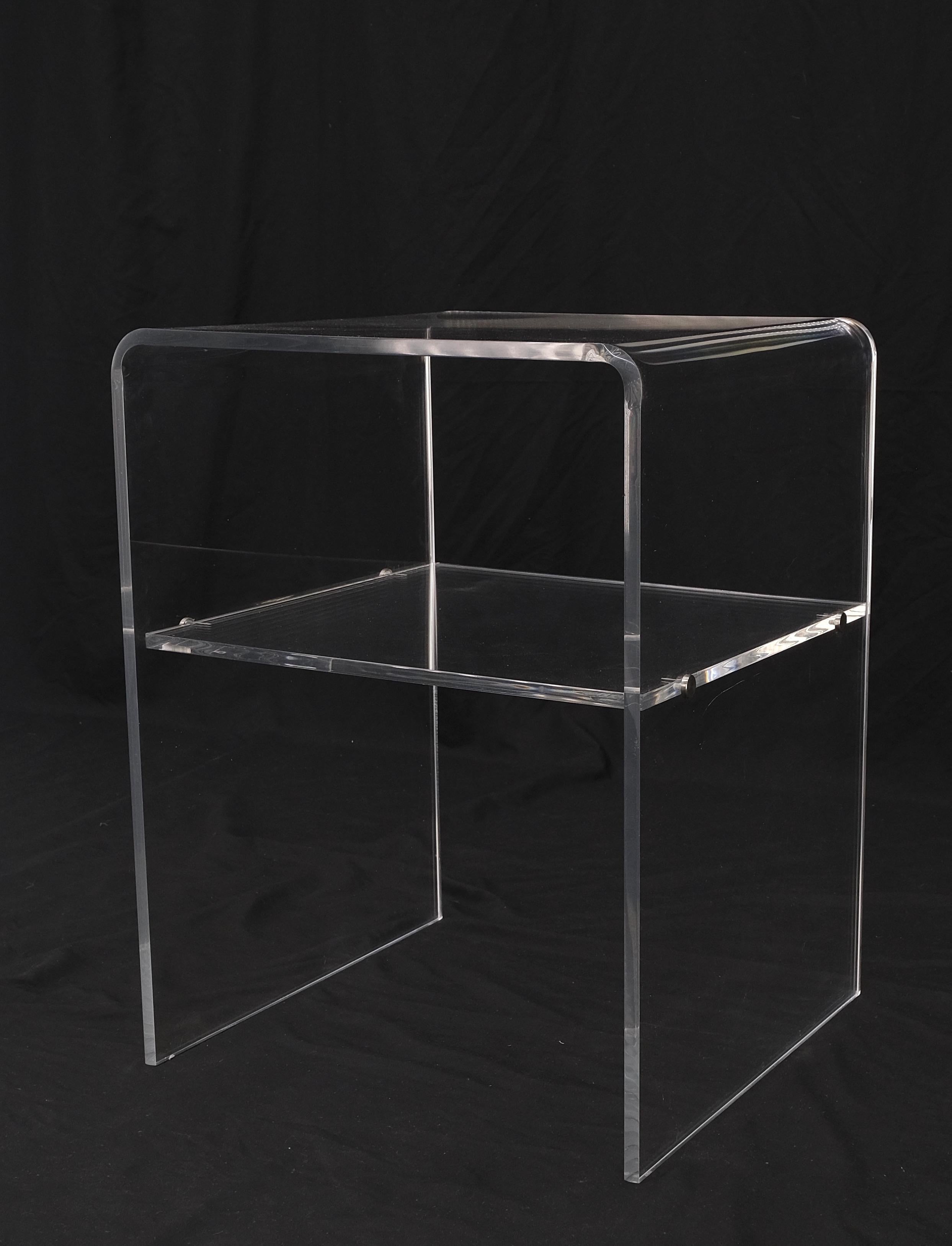 American Bent Lucite Two Tierr Square Side Table Stand Mid Century Modern Mint! For Sale