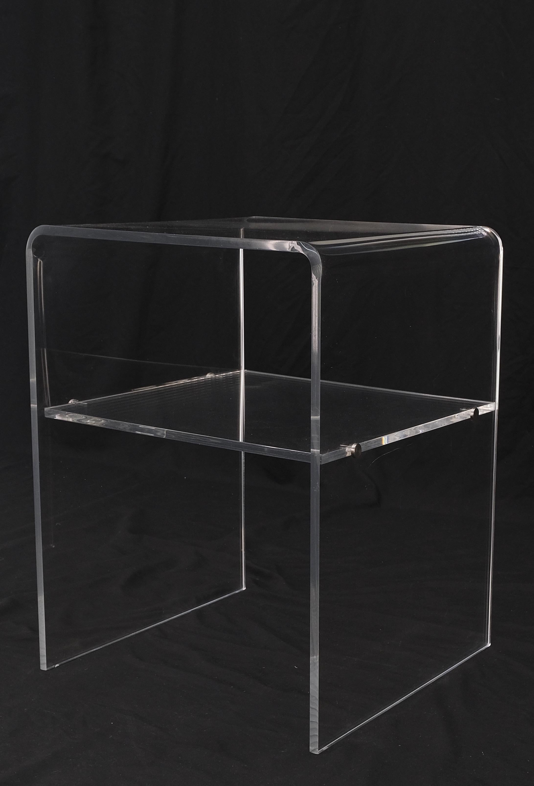 Bent Lucite Two Tierr Square Side Table Stand Mid Century Modern Mint! For Sale 1