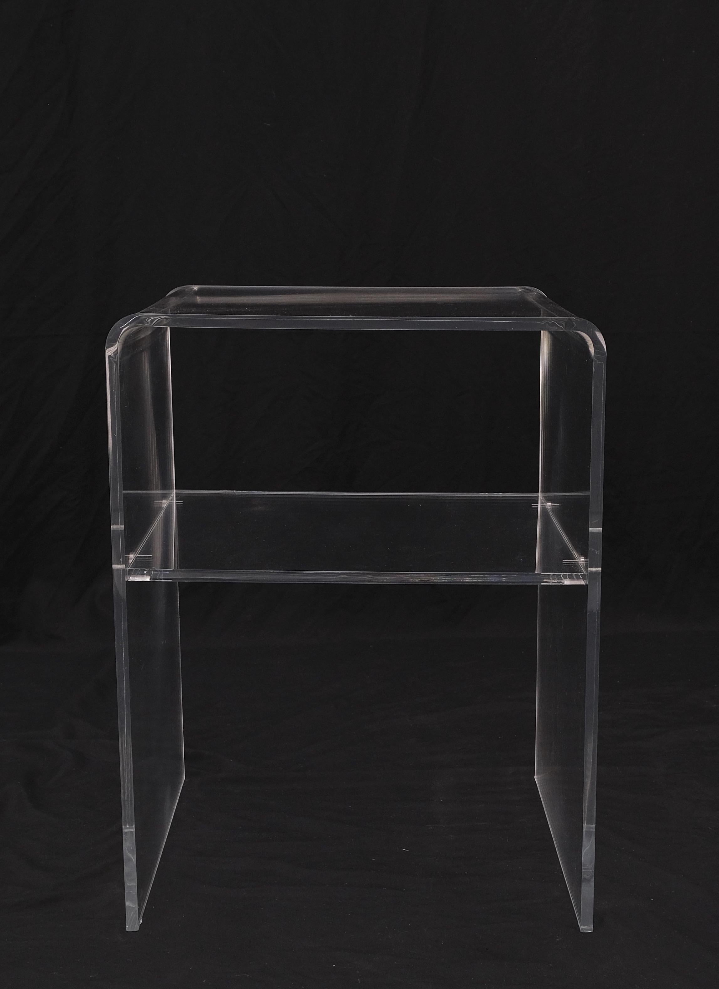 Bent Lucite Two Tierr Square Side Table Stand Mid Century Modern Mint! For Sale 2