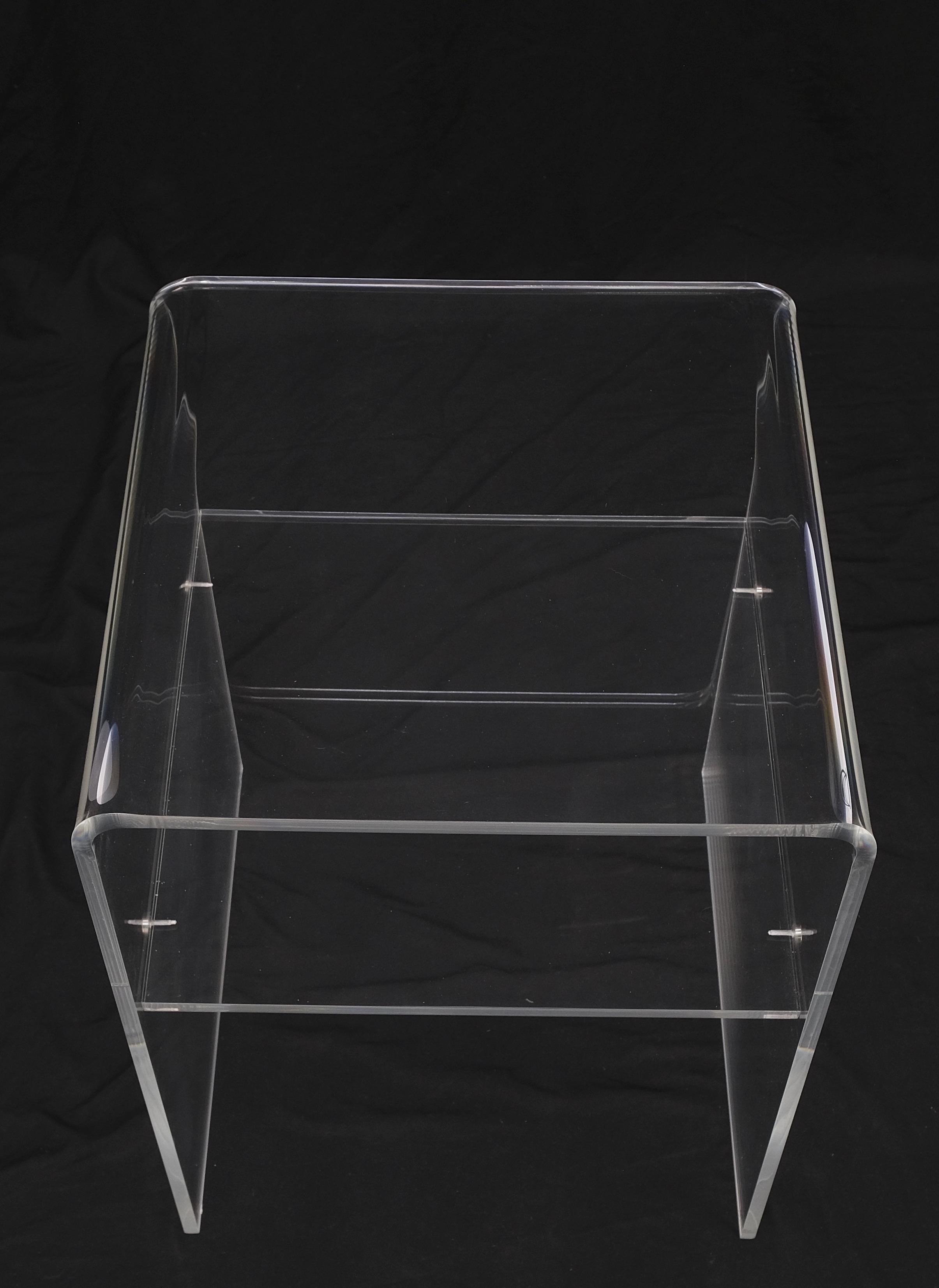 Bent Lucite Two Tierr Square Side Table Stand Mid Century Modern Mint! For Sale 3
