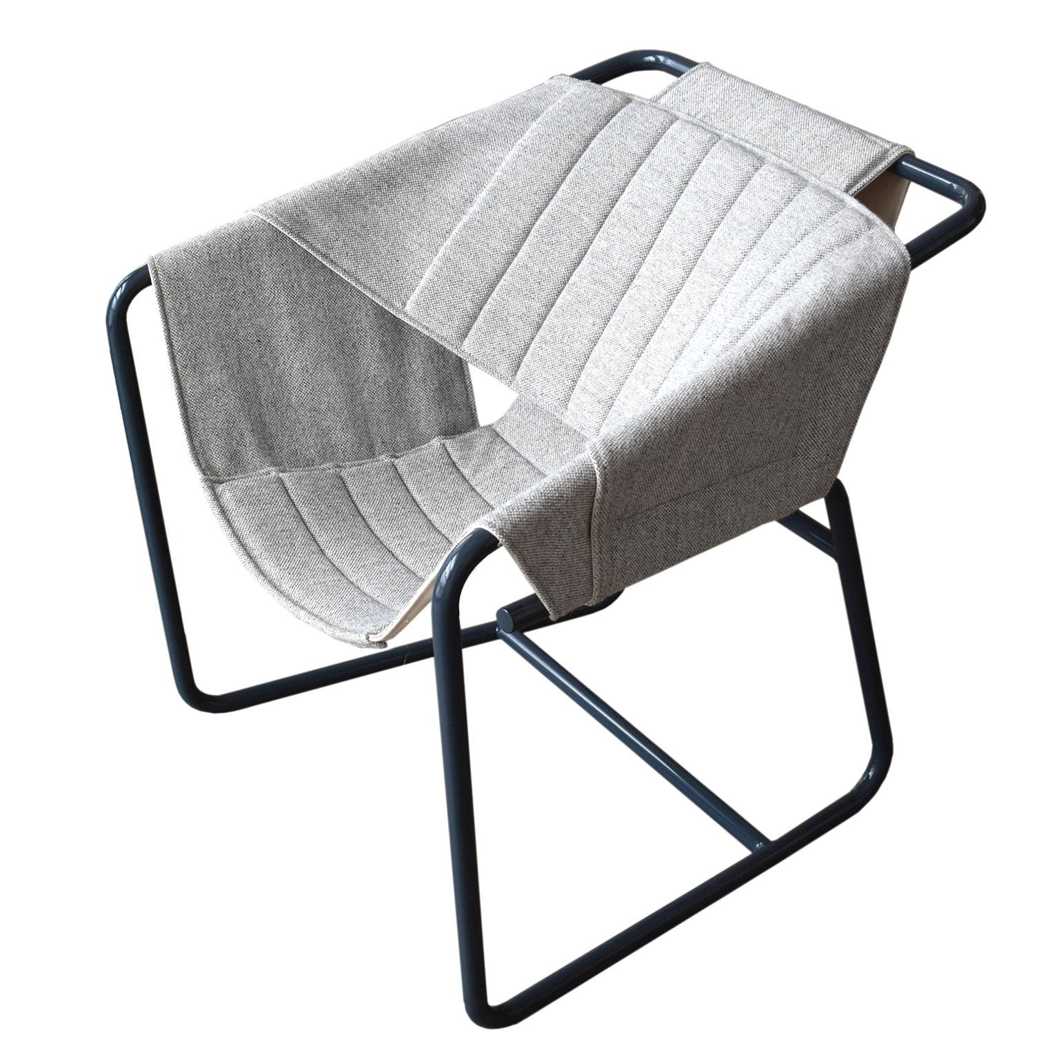 Bent Metal Tubing with Fabric Sling Easy Chair For Sale