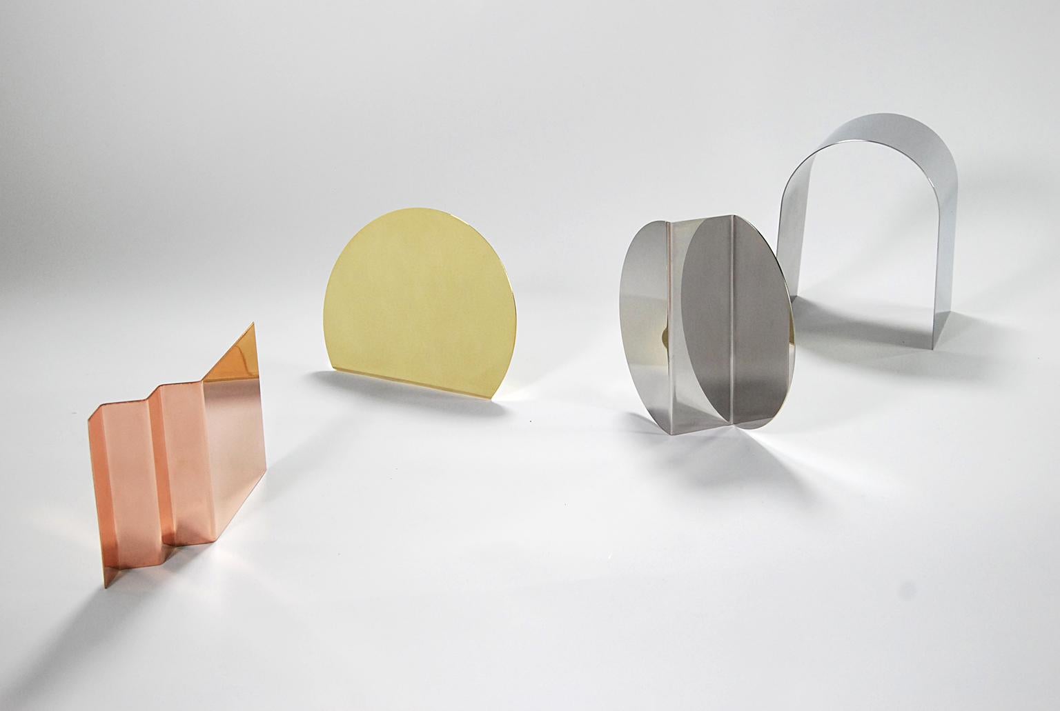 American 'Bent Mirrors' Minimalist Objects in Polished Brass For Sale