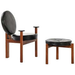 Gebogener Mller Jepsen Easy Chair mit Hocker, hergestellt von Sitamo Mbler in Dänemark
