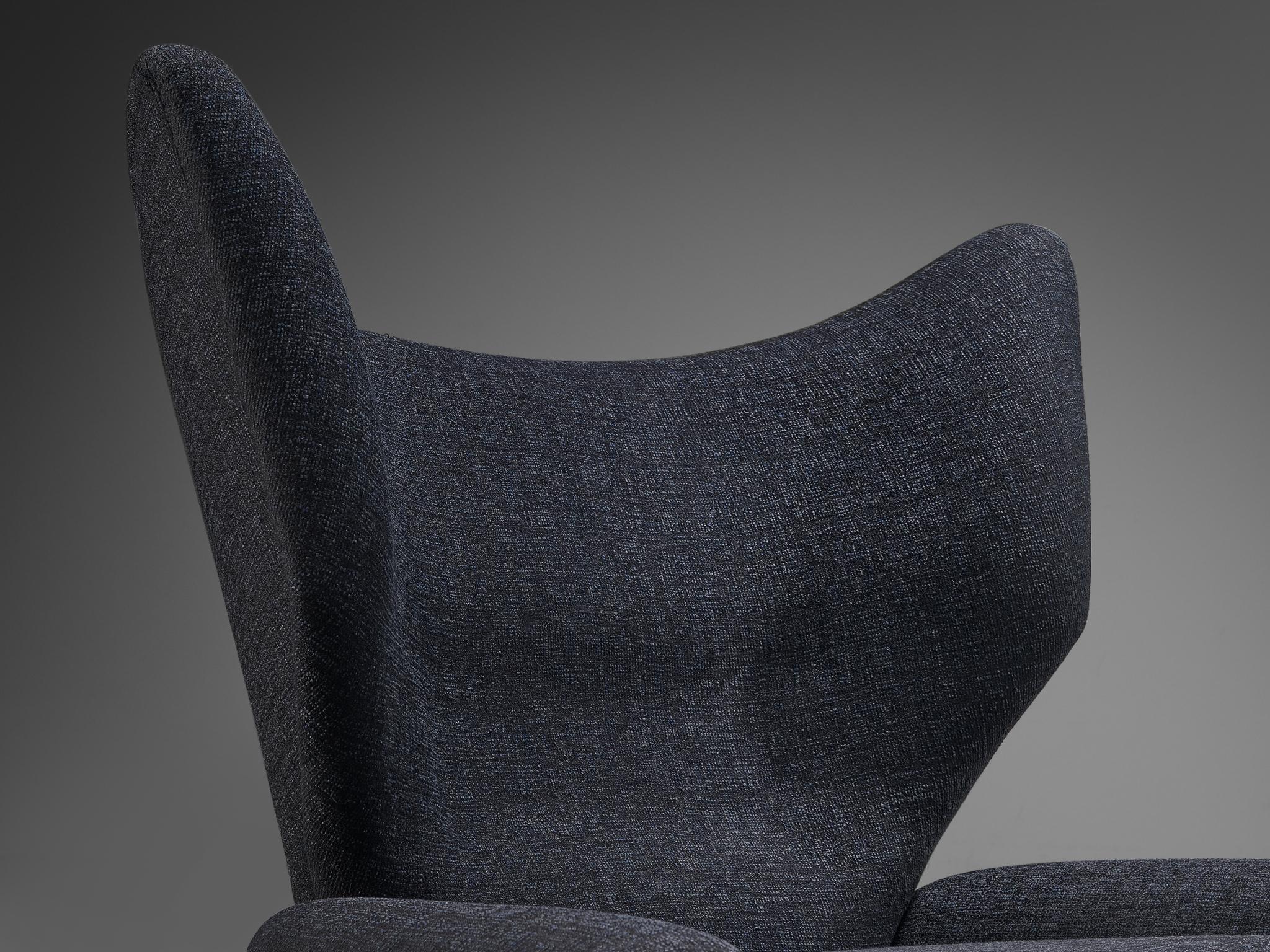 Danish Bent Møller Jepsen 'FN' Lounge Chair in Dark Blue Upholstery  For Sale