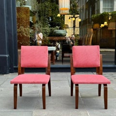 Bent Oak & Pink Cord Chairs, Dřevopodnik Holešov, Czechia, 1970s