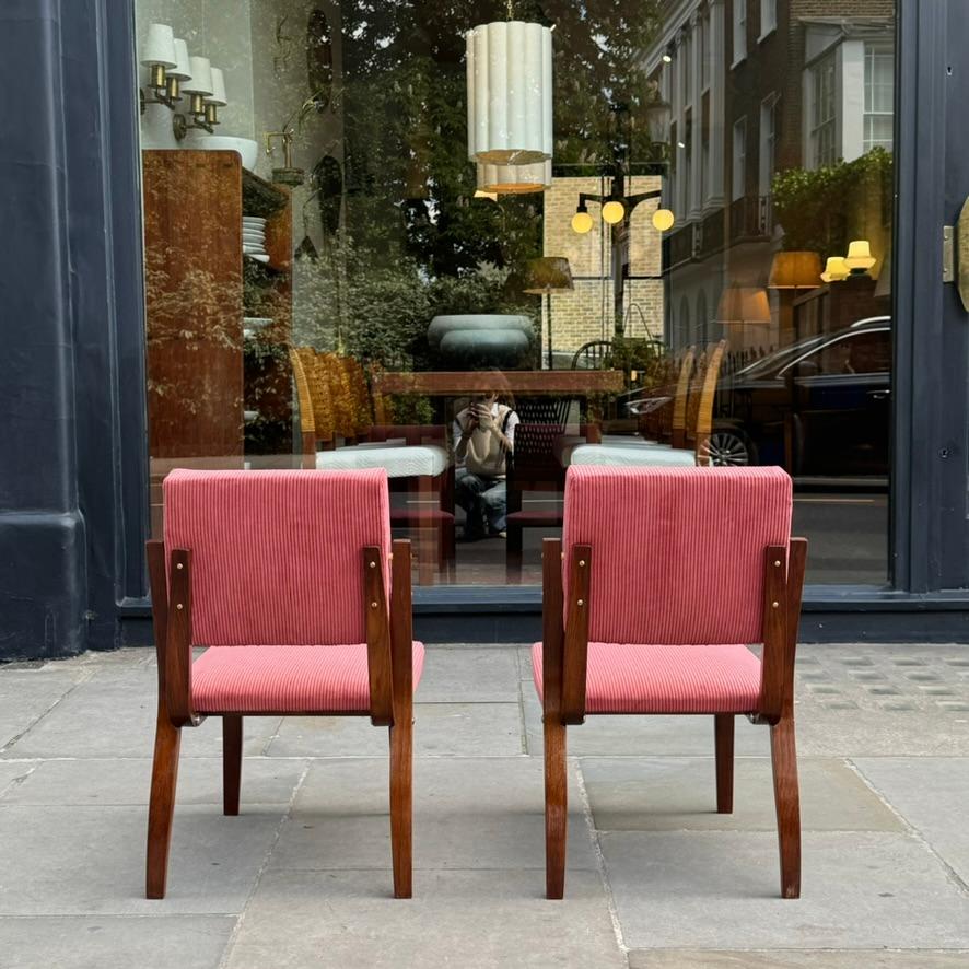 Bent Oak & Pink Cord Chairs, Dřevopodnik Holešov, Czechia, 1970s For Sale 3