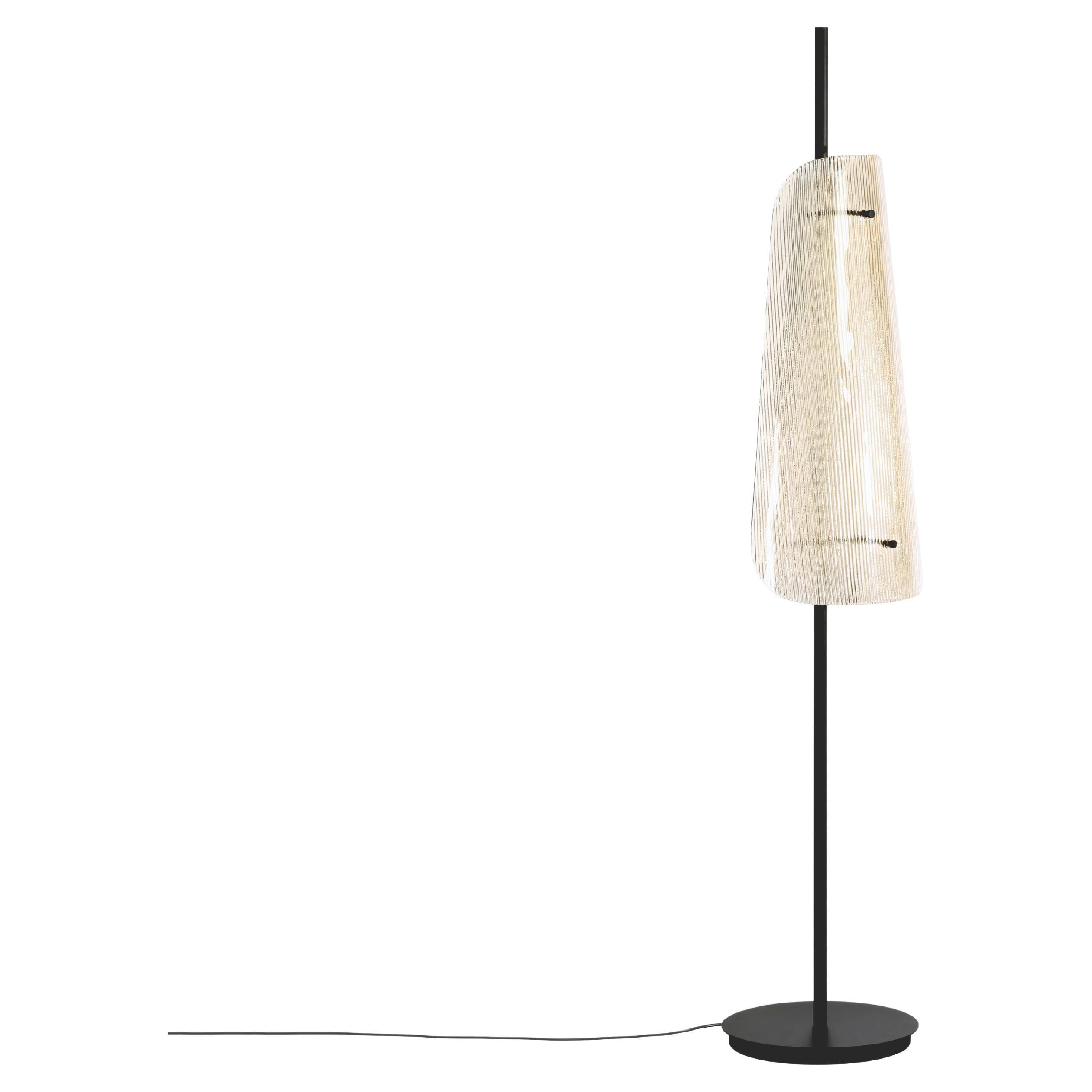 Bent One Smoky Grey Black Floor Lamp by Pulpo
Dimensions: D34 x H164 cm
Materials: steel powder coated, casted glass, textile

Also available in different finishes: smoky grey black, transparent black, smoky grey champagner, transparent champagner.