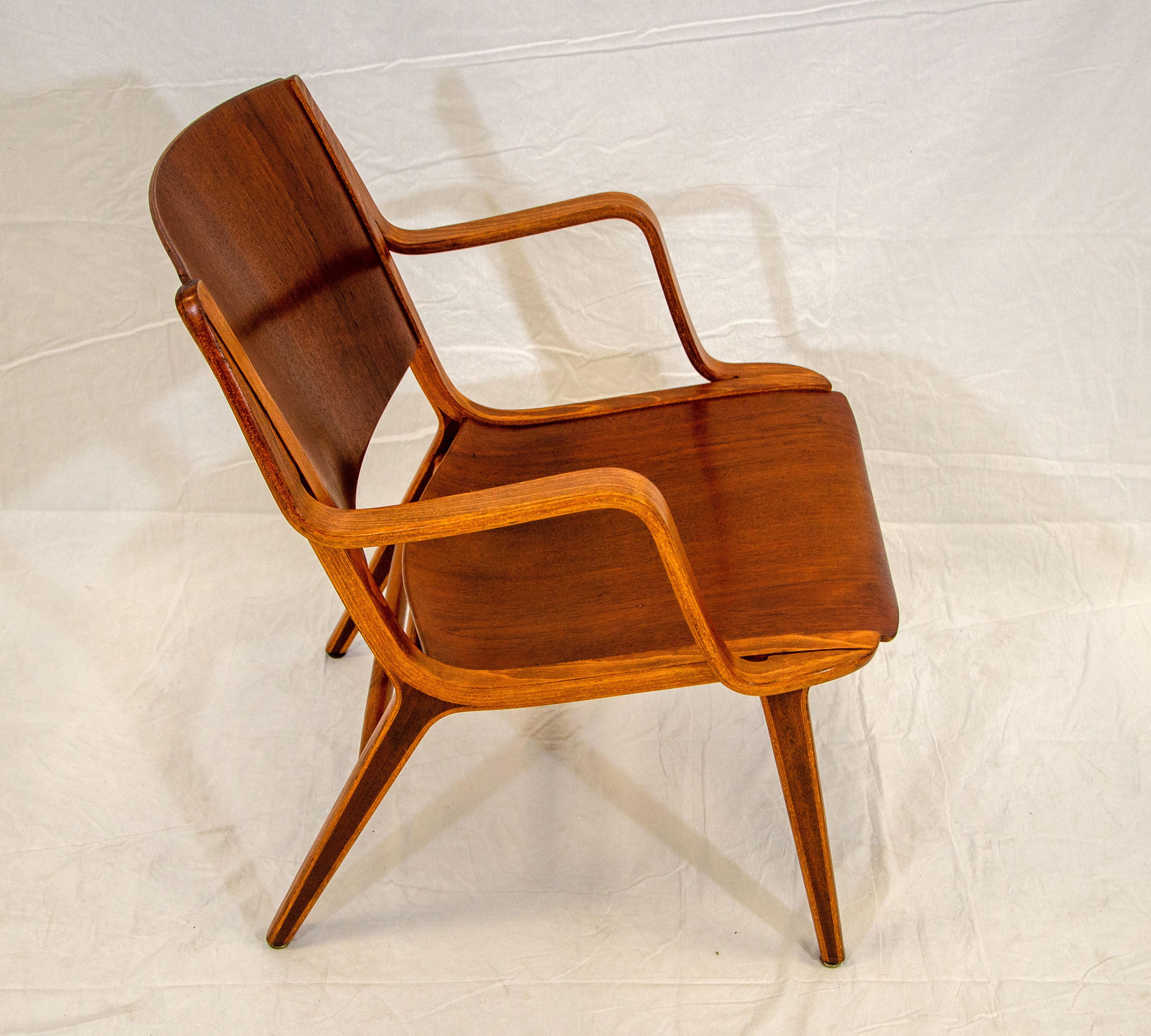 Birch Bent Ply Ax Arm Chair by Peter Hvidt & Orla Mølgaard-Nielsen For Sale