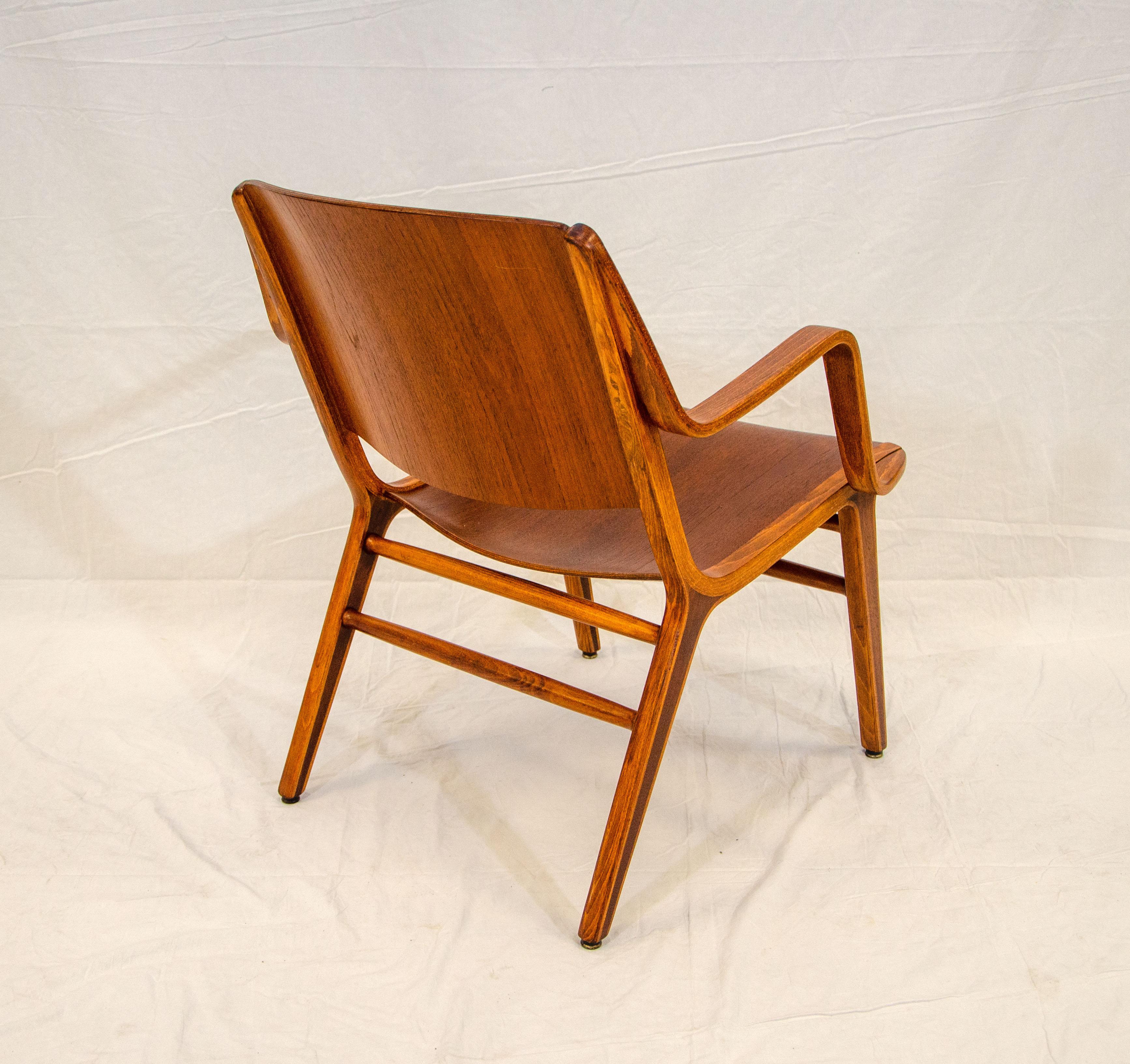 Bent Ply Ax Arm Chair by Peter Hvidt & Orla Mølgaard-Nielsen For Sale 1