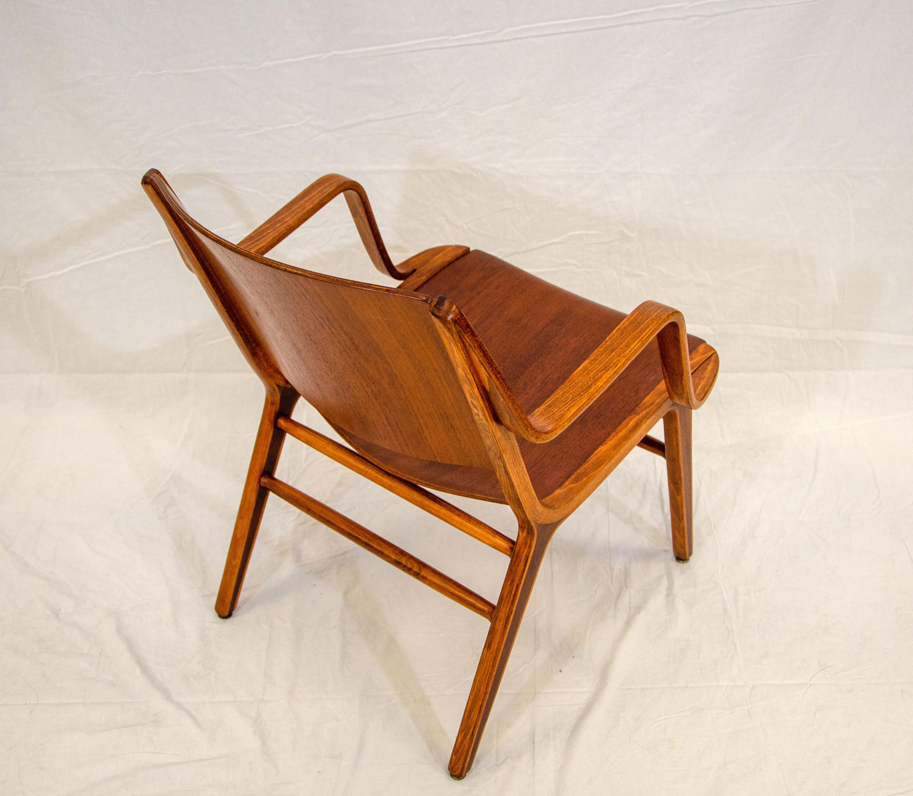 Bent Ply Ax Arm Chair by Peter Hvidt & Orla Mølgaard-Nielsen For Sale 2