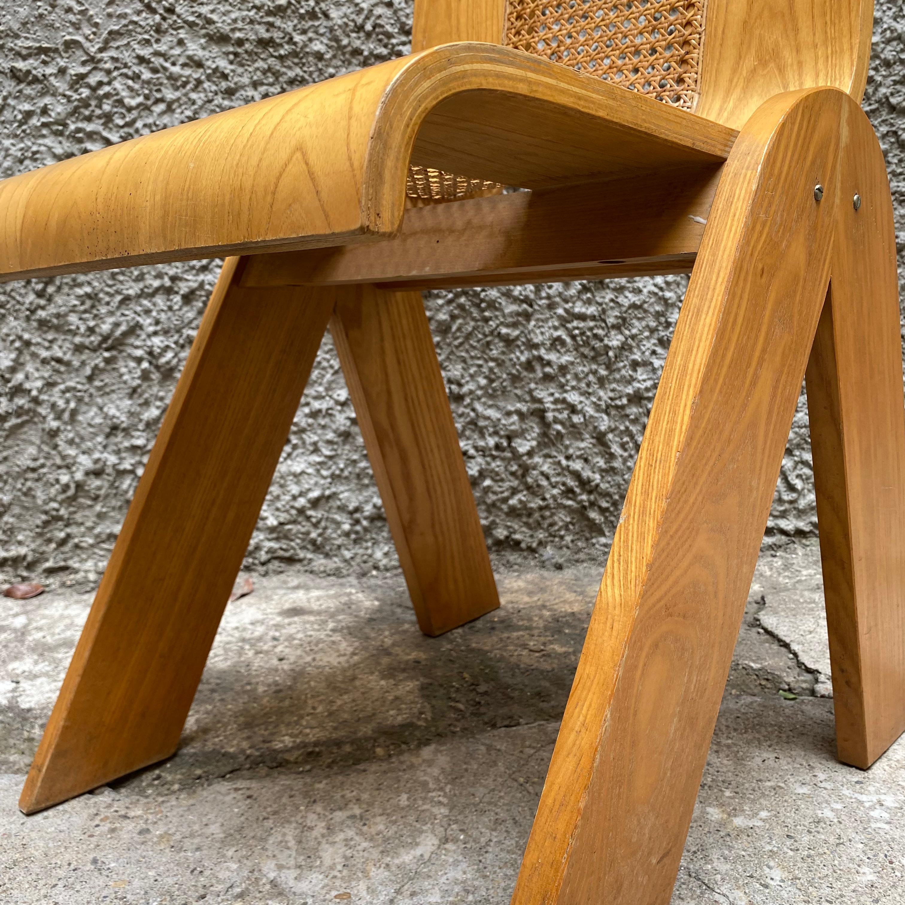 Bent plywood and straw chair, Gigi Sabadin for Stilwood, 1970s For Sale 3