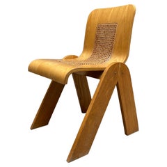 Bent plywood and straw chair, Gigi Sabadin for Stilwood, 1970s