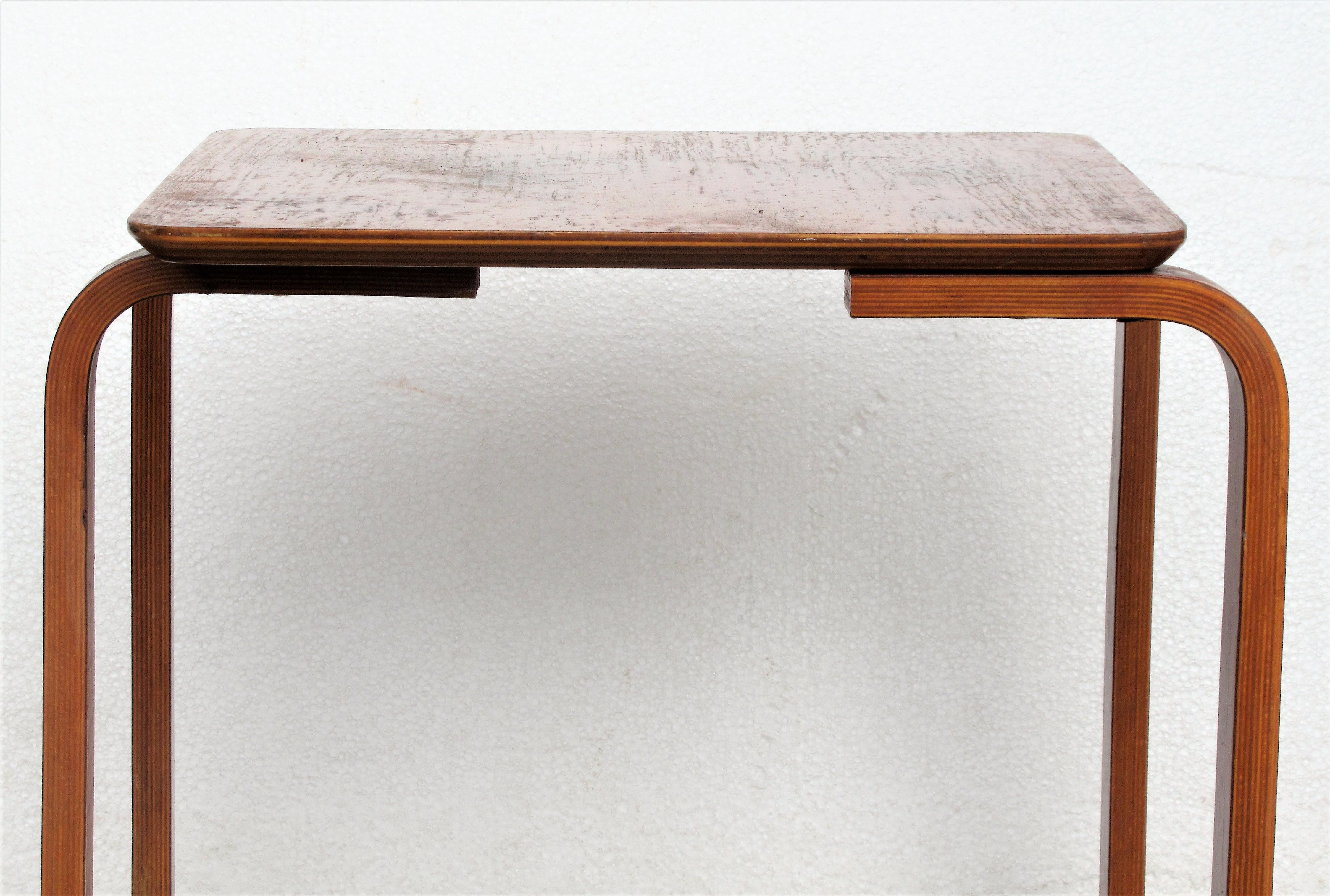 Scandinavian Modern Bent Plywood and Teak Occasional Side Table - Made in Denmark - 1950