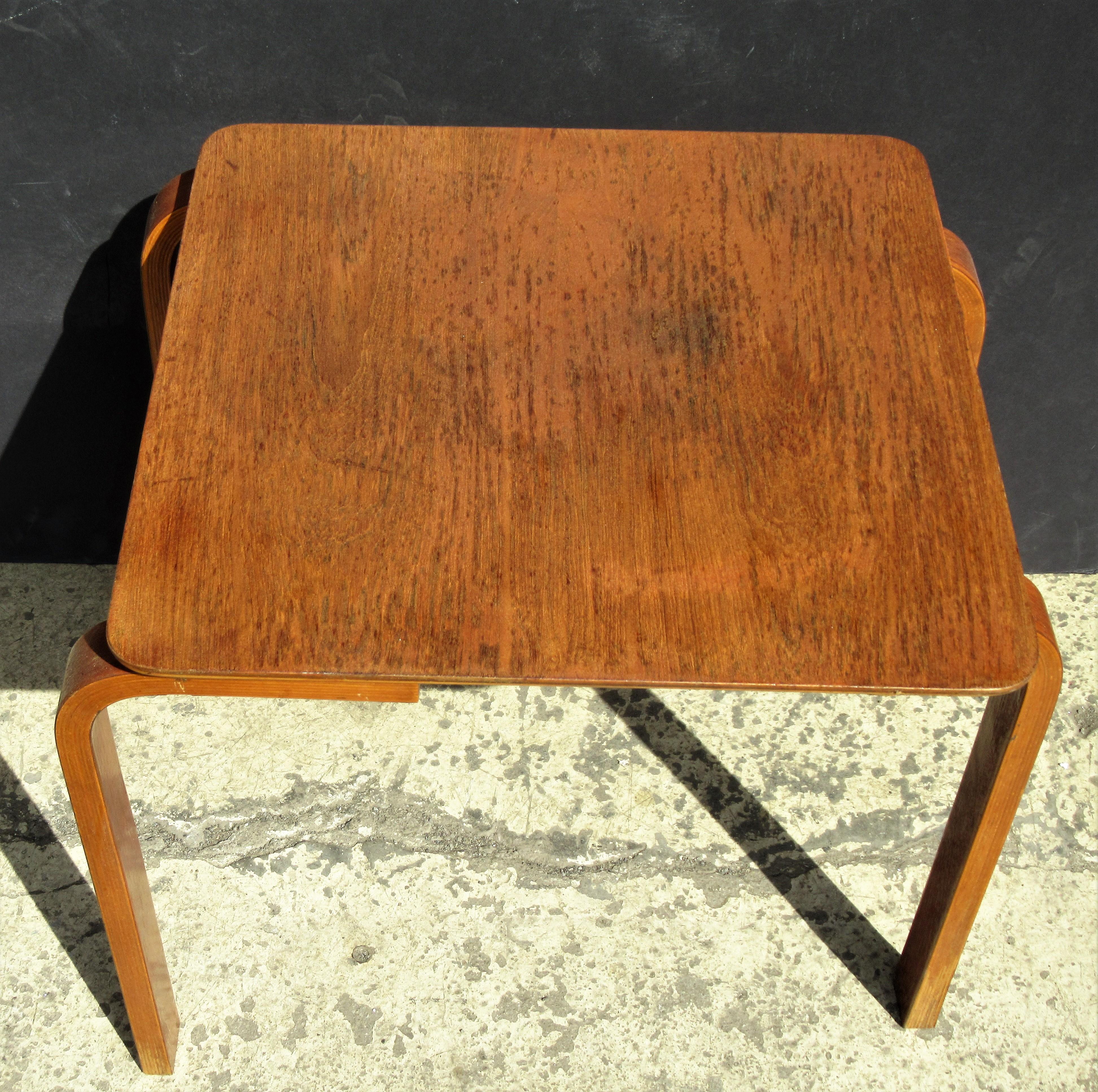 Danish Bent Plywood and Teak Occasional Side Table - Made in Denmark - 1950