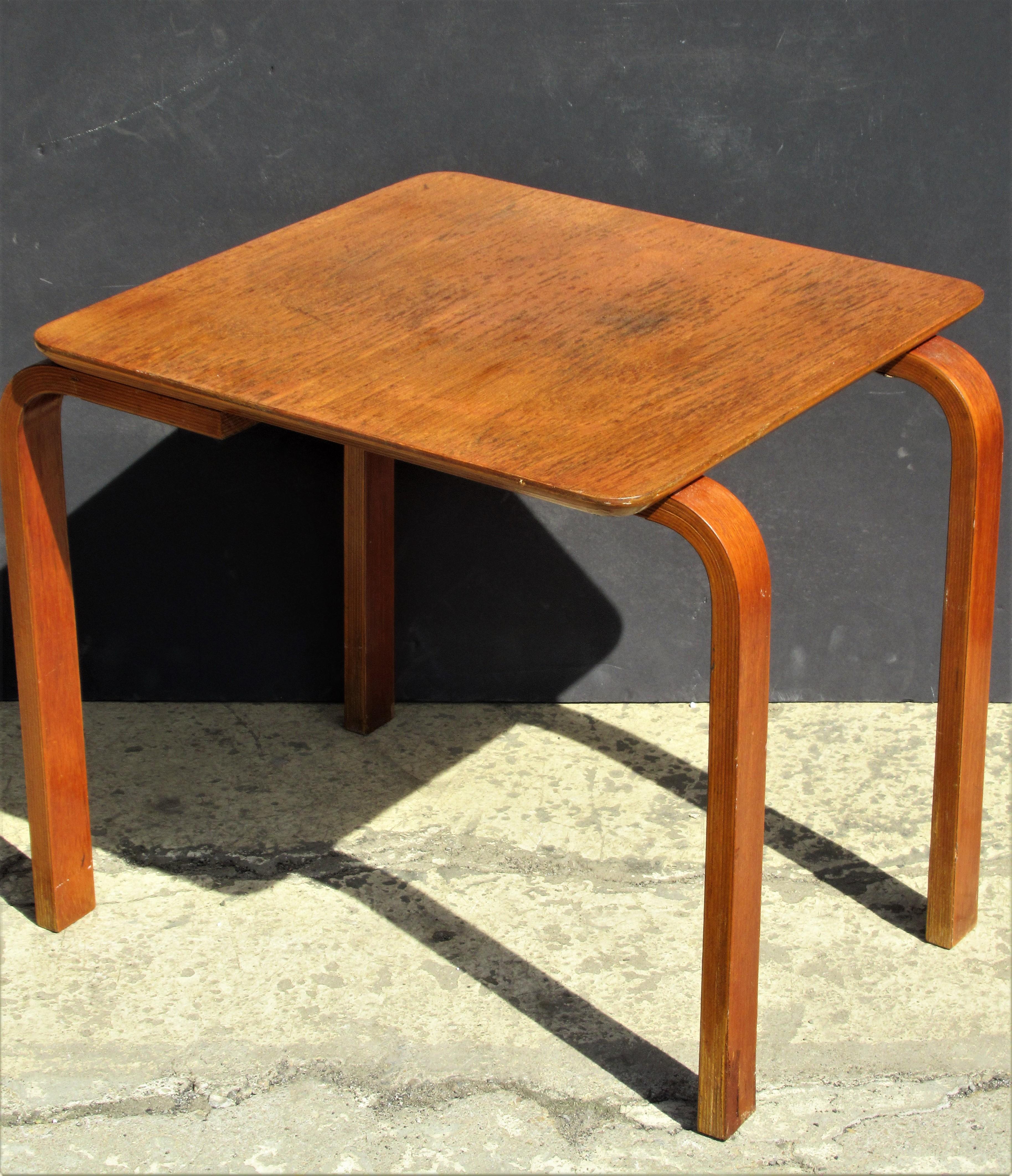 Bent Plywood and Teak Occasional Side Table - Made in Denmark - 1950 8