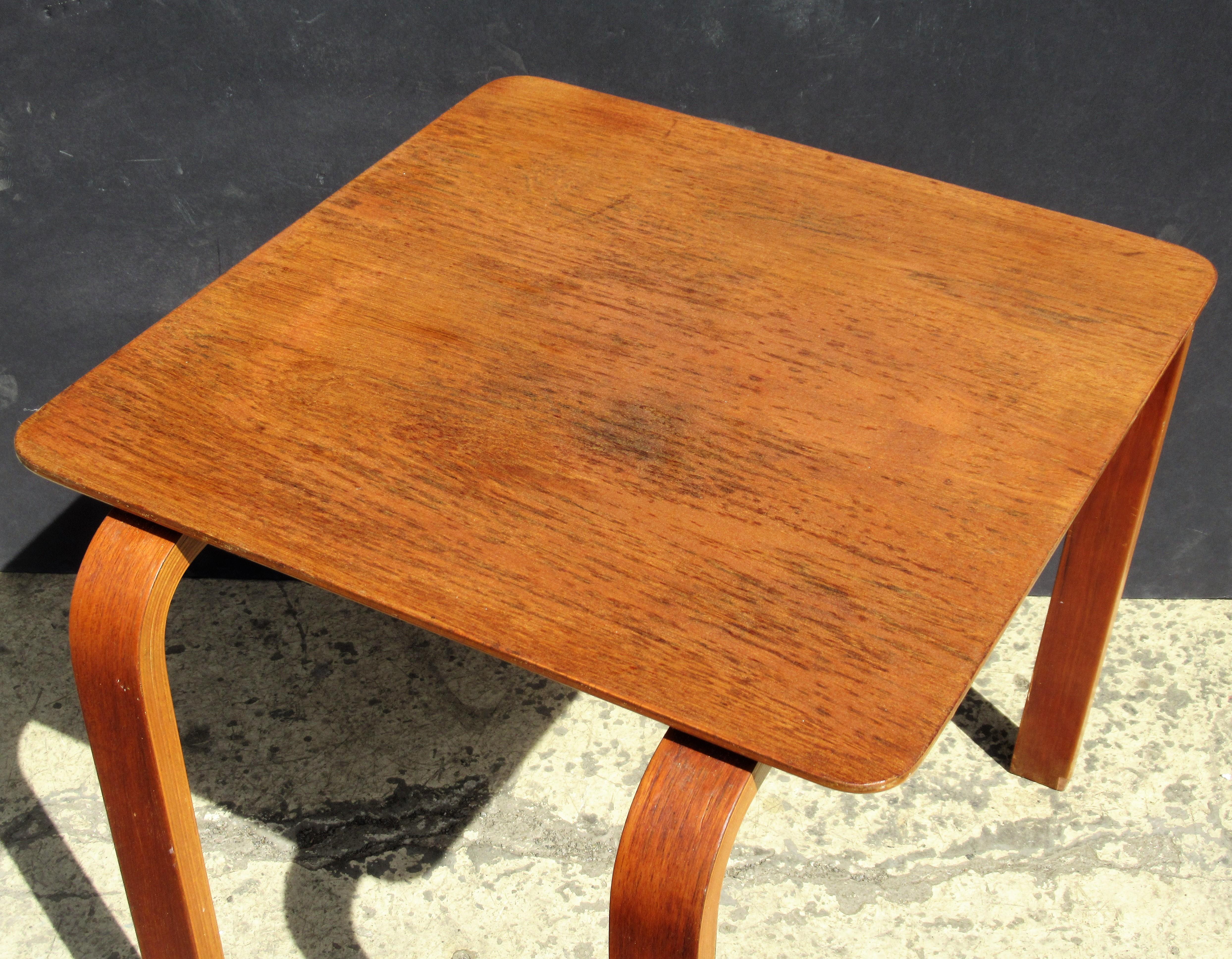 20th Century Bent Plywood and Teak Occasional Side Table - Made in Denmark - 1950