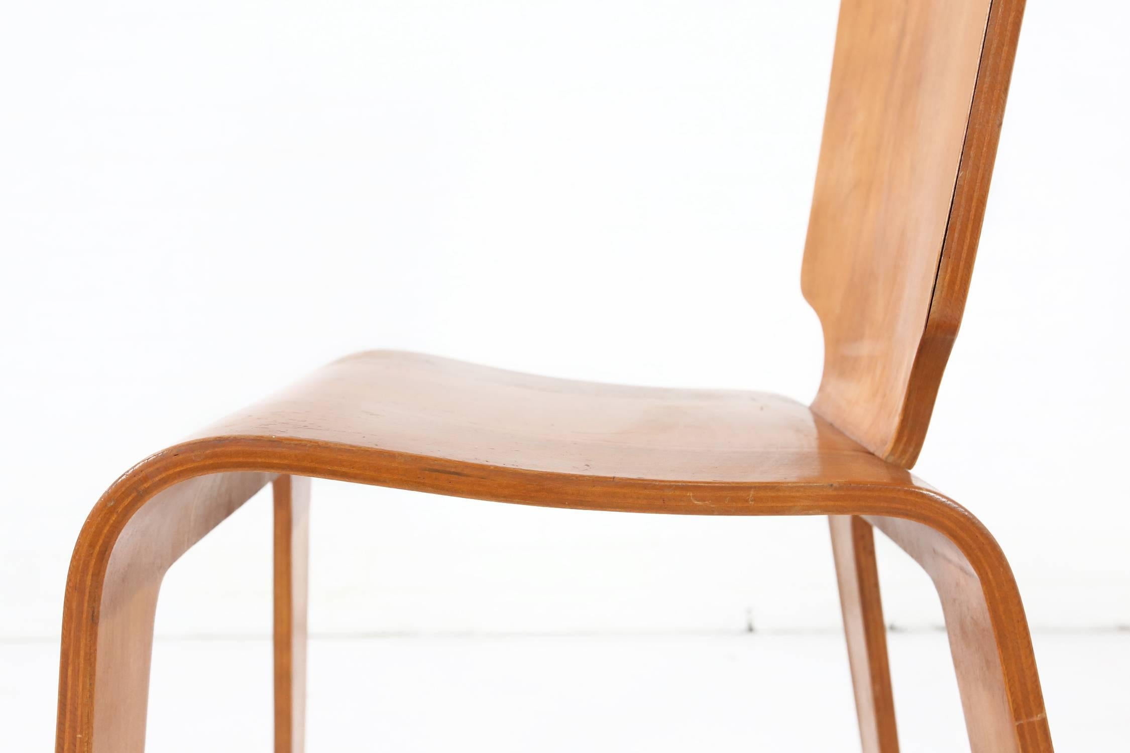 American Bent Plywood Side Chair by Thaden-Jordan Furniture, 1940s / Han Pieck Style