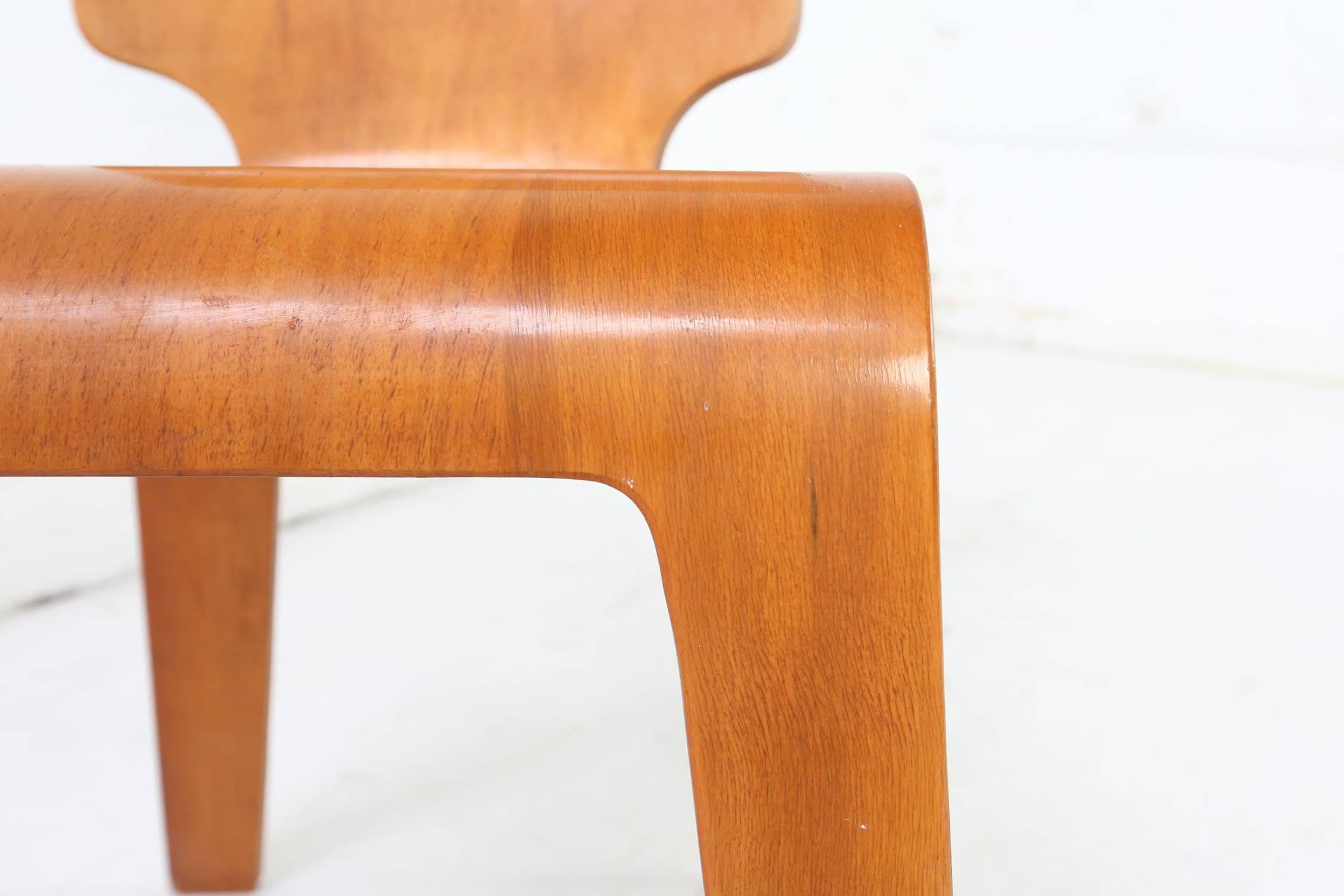 Mid-20th Century Bent Plywood Side Chair by Thaden-Jordan Furniture, 1940s / Han Pieck Style
