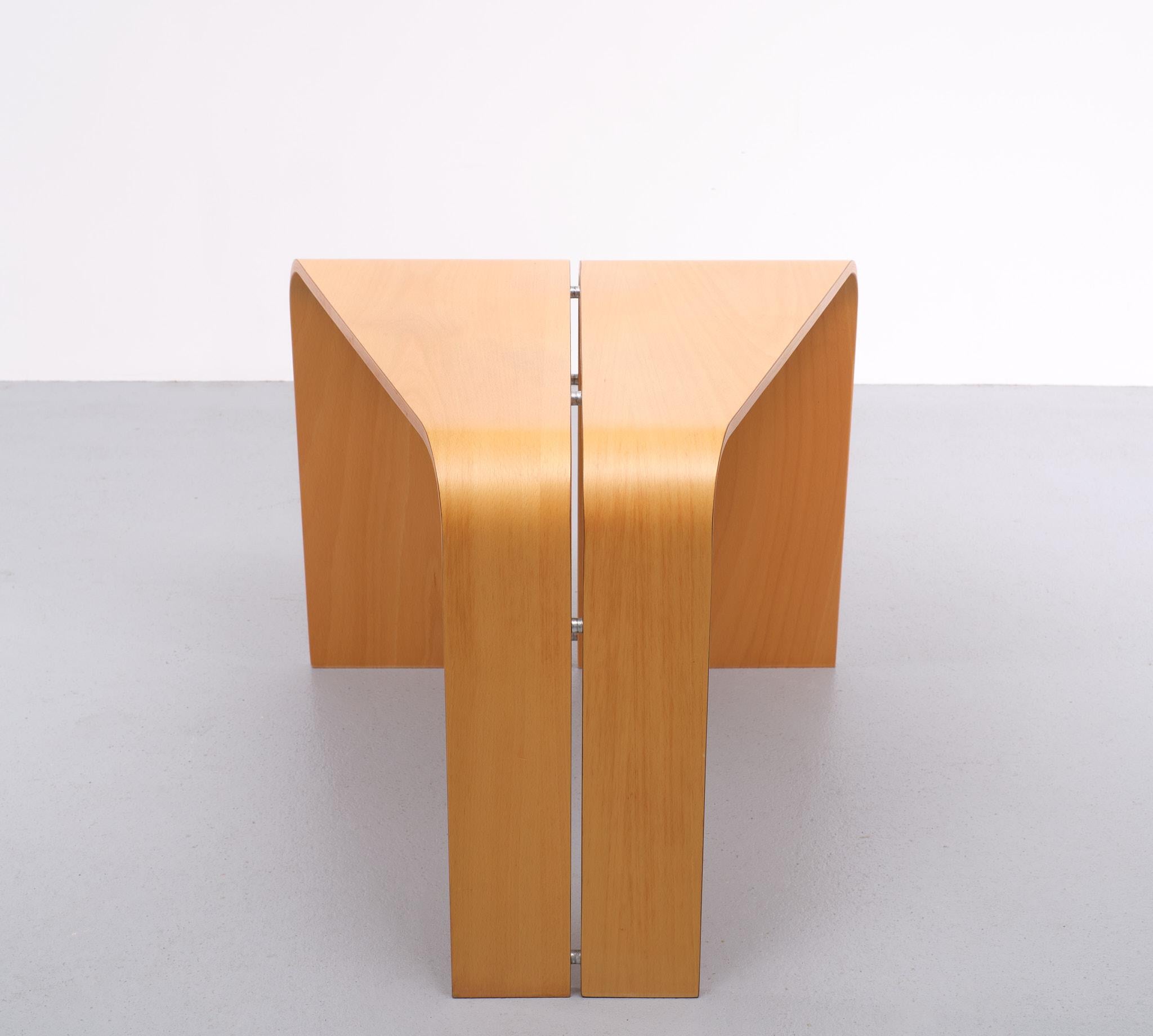 Danish Bent Plywood Triangular Sofa Table 1970s Scandinavian