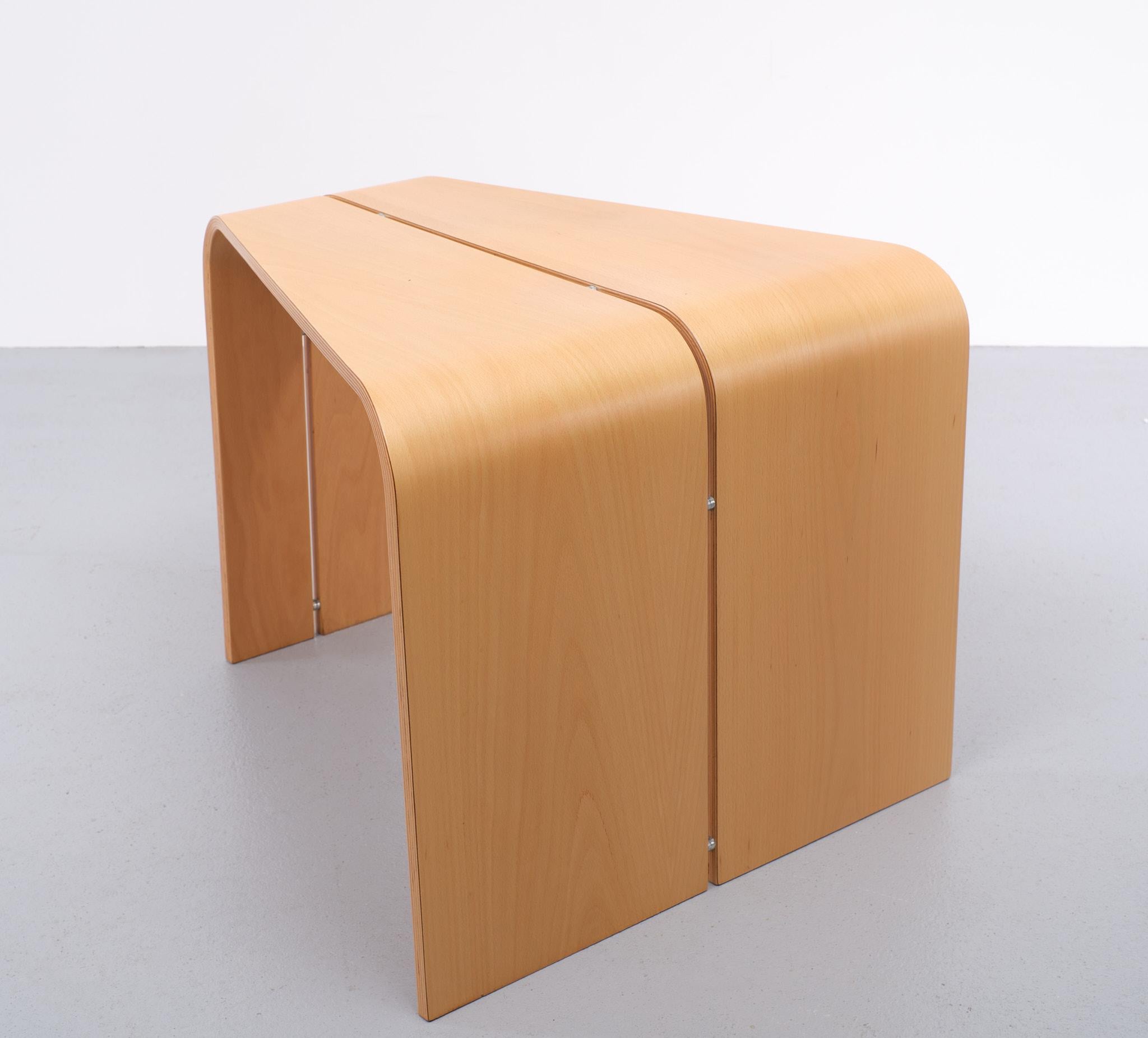 Late 20th Century Bent Plywood Triangular Sofa Table 1970s Scandinavian