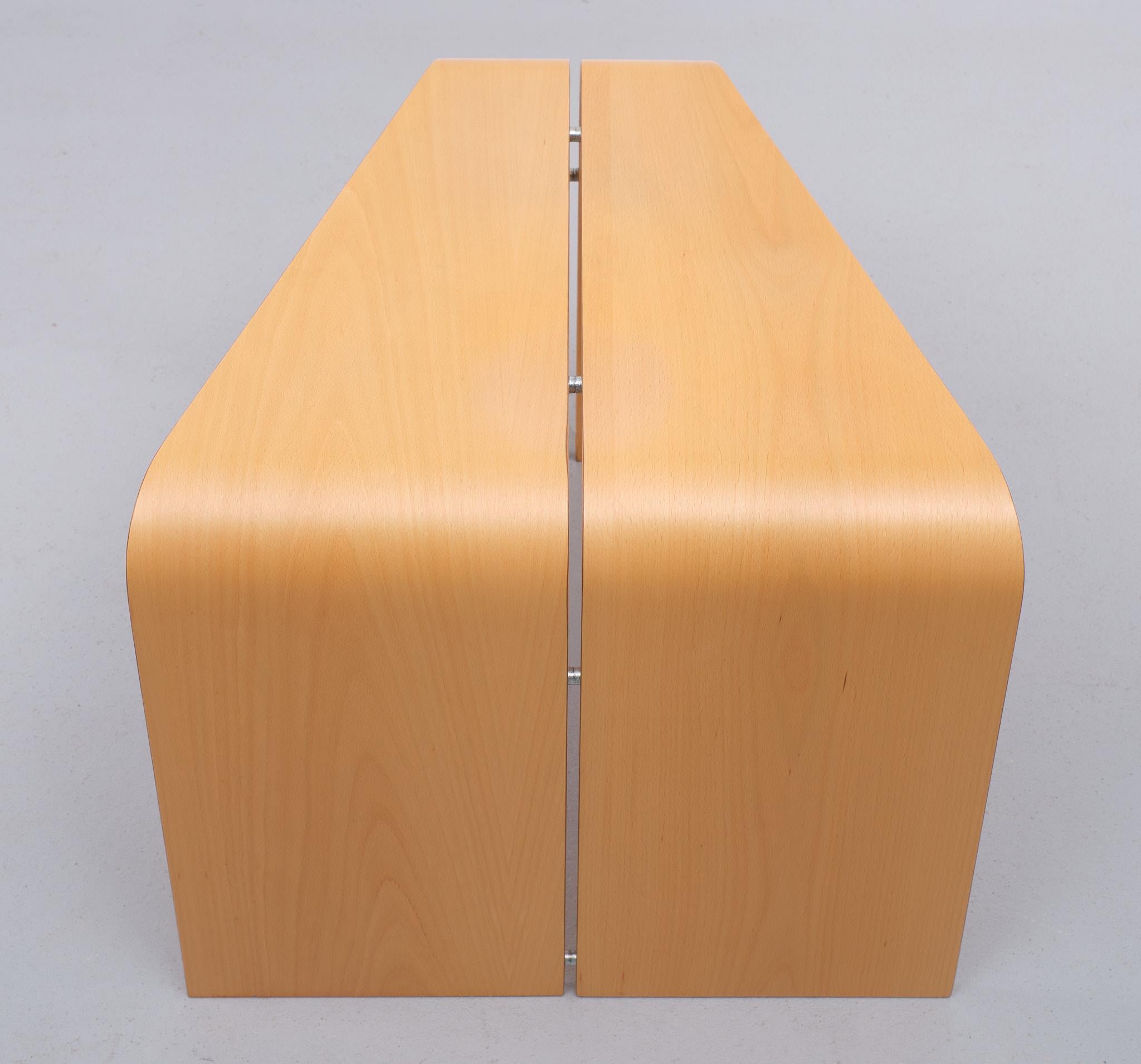 Bent Plywood Triangular Sofa Table 1970s Scandinavian 1