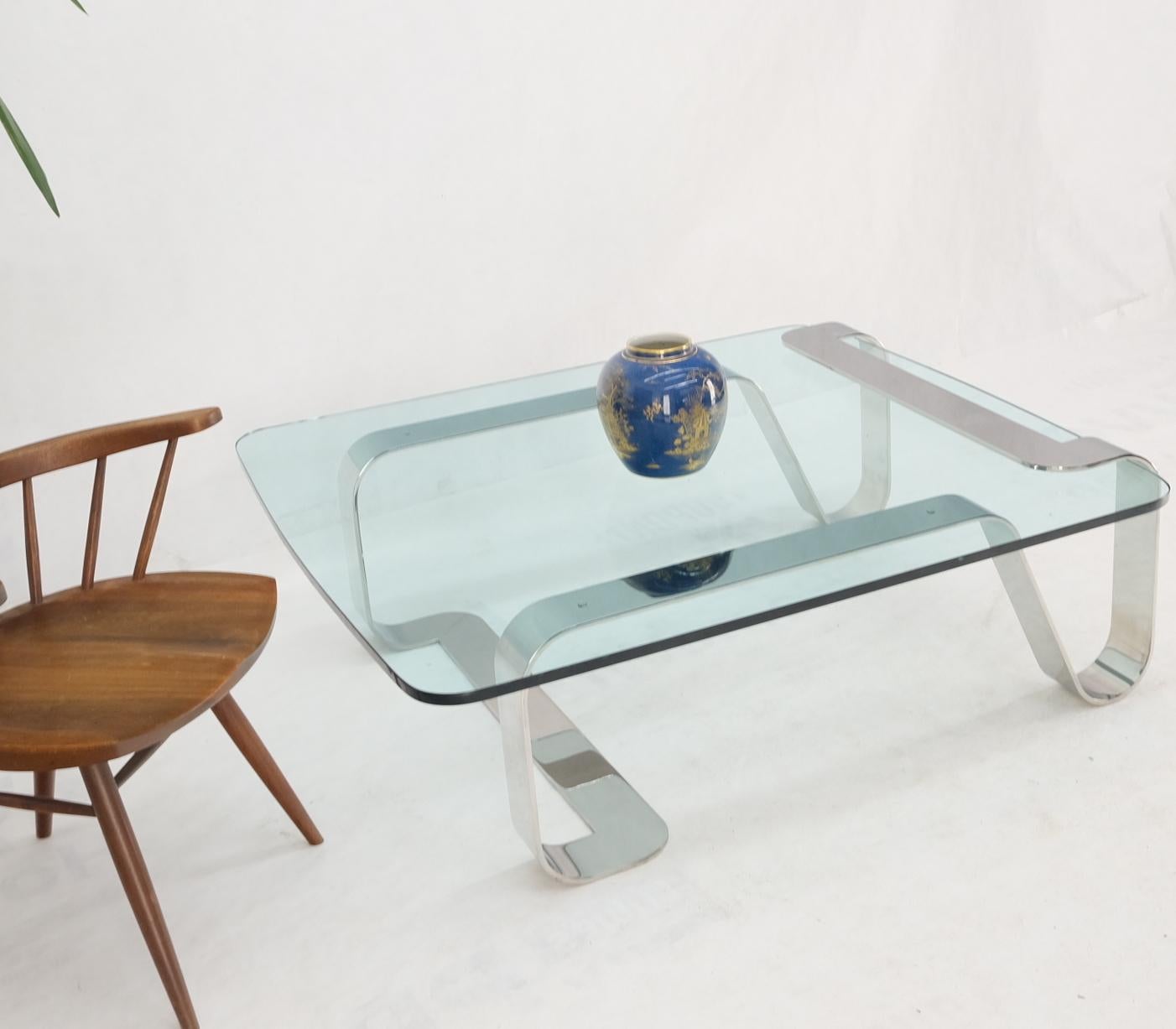 Mid-Century Modern Bent Polished Stainless Glass Top Gary Gutterman 