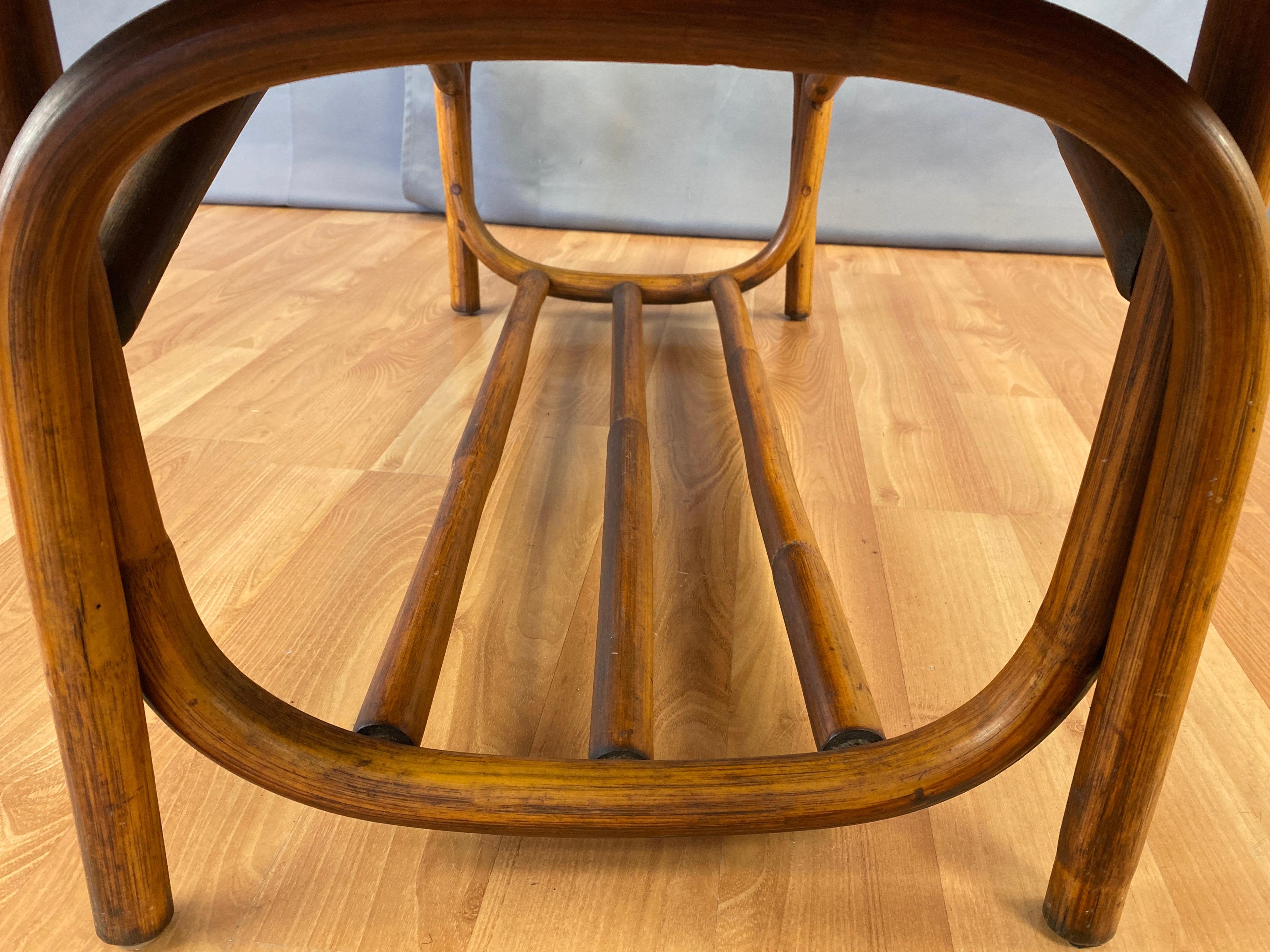 Bent Rattan Coffee Table with Black Lacquered Top, 1950s 2