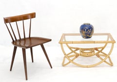 Bent Rattan Glass Top Compact Coffee Table