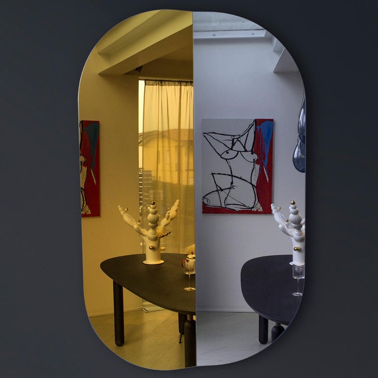 Designed by Matteo Zorzenoni, Bent adds a glamorous flair to the traditional mirror design providing a sophisticated and functional statement piece in a modern and contemporary home. The intriguing construction is composed of two identical mirrors,