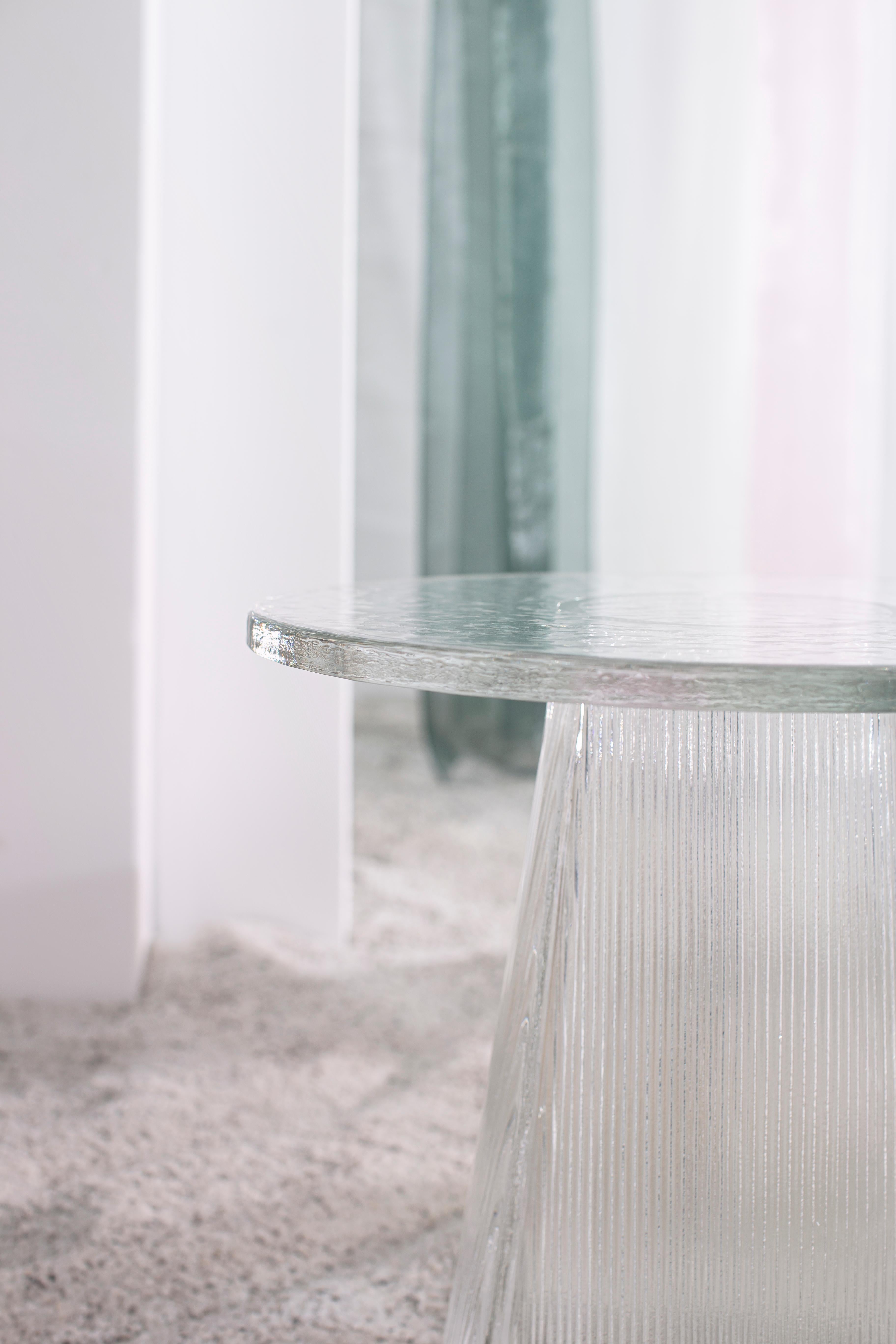 Glass Bent Side Table Big Smoky Grey by Pulpo For Sale