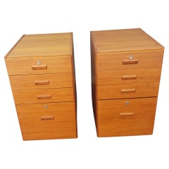 Bent Silberg Danish Modern Teak Four-Drawer Rolling Filing Cabinet