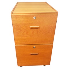 Bent Silberg Danish Modern Teak Two-Drawer Rolling Filing Cabinet