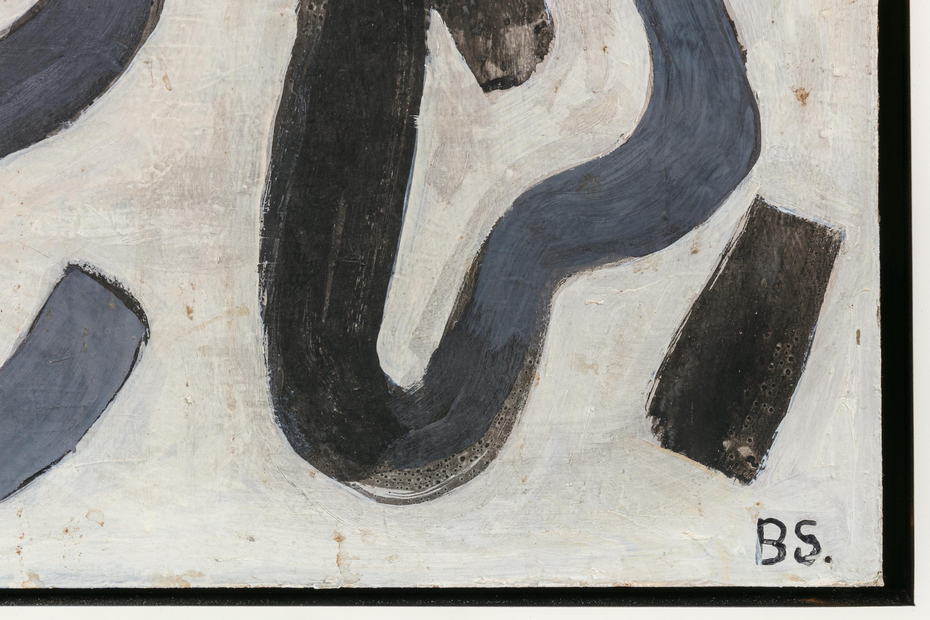 Danois Bent Sorensen:: peinture abstraite en noir et blanc sur panneau:: Danemark:: années 1990 en vente