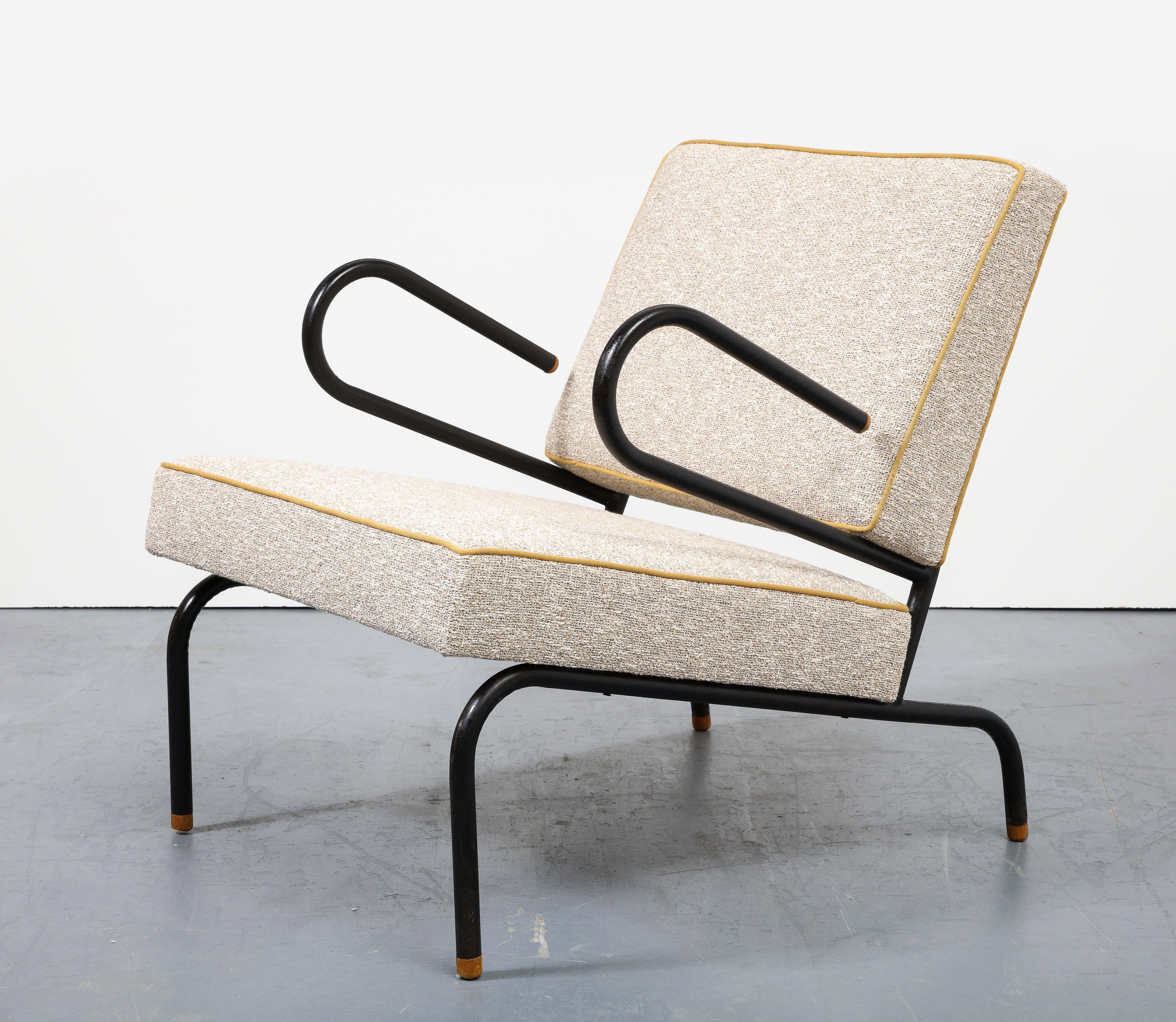 Bent Steel Lounge Chair by Jacques Hitier for Tubauto, France, c. 1955 For Sale 4