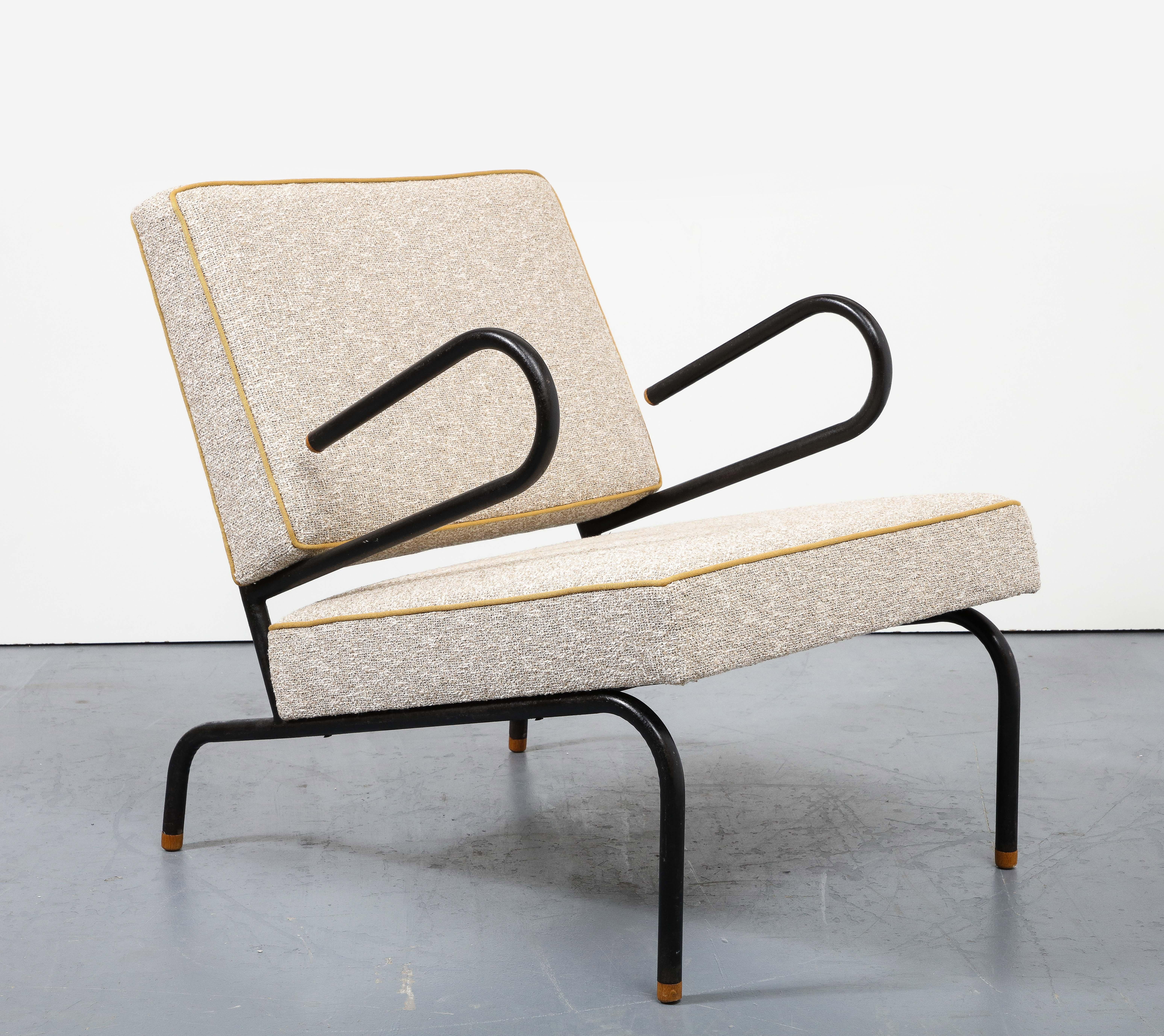 Bent Steel Lounge Chair by Jacques Hitier for Tubauto, France, c. 1955 For Sale 3