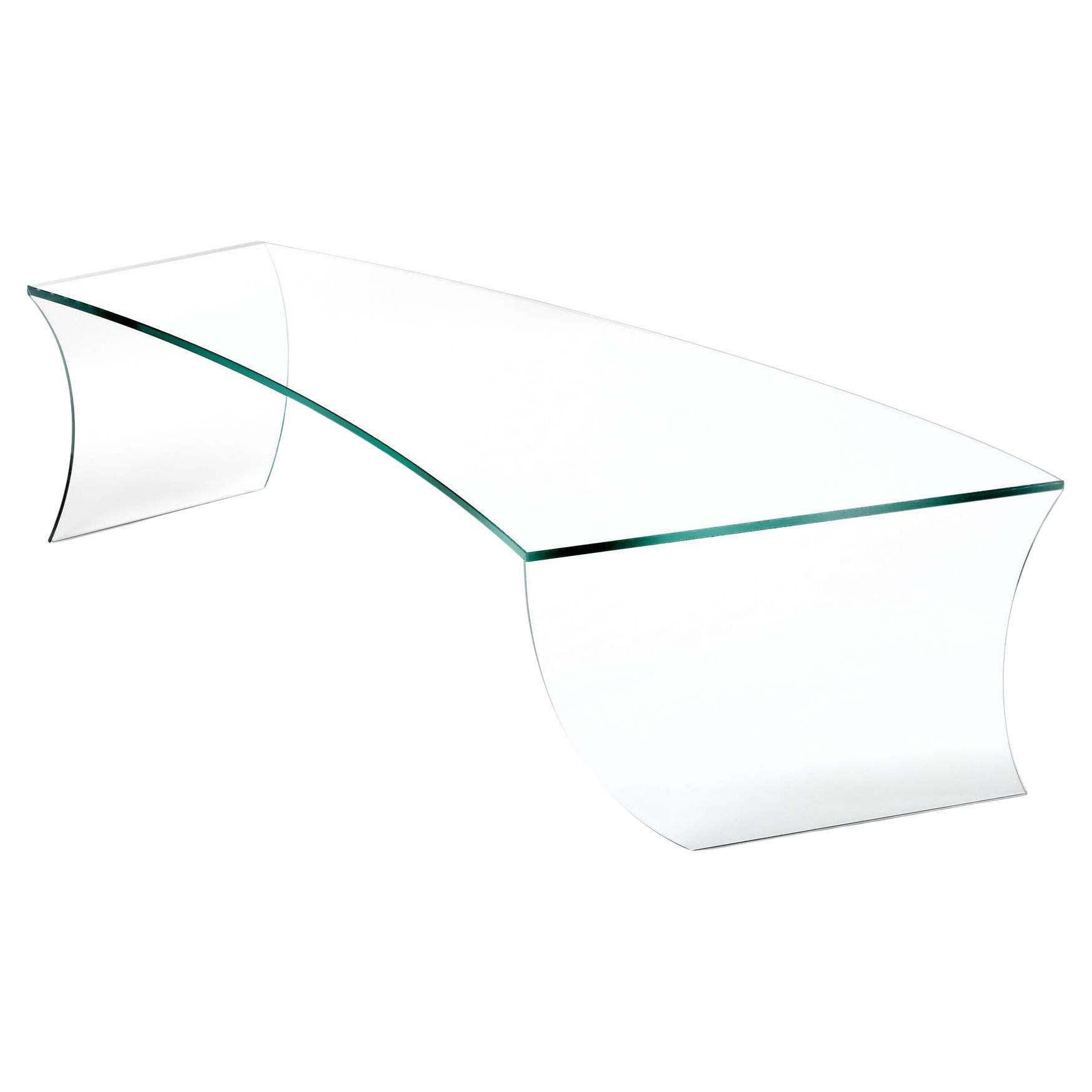 Bent Straight Coffee Table in Clear Crystal Glass by Barberini & Gunnell