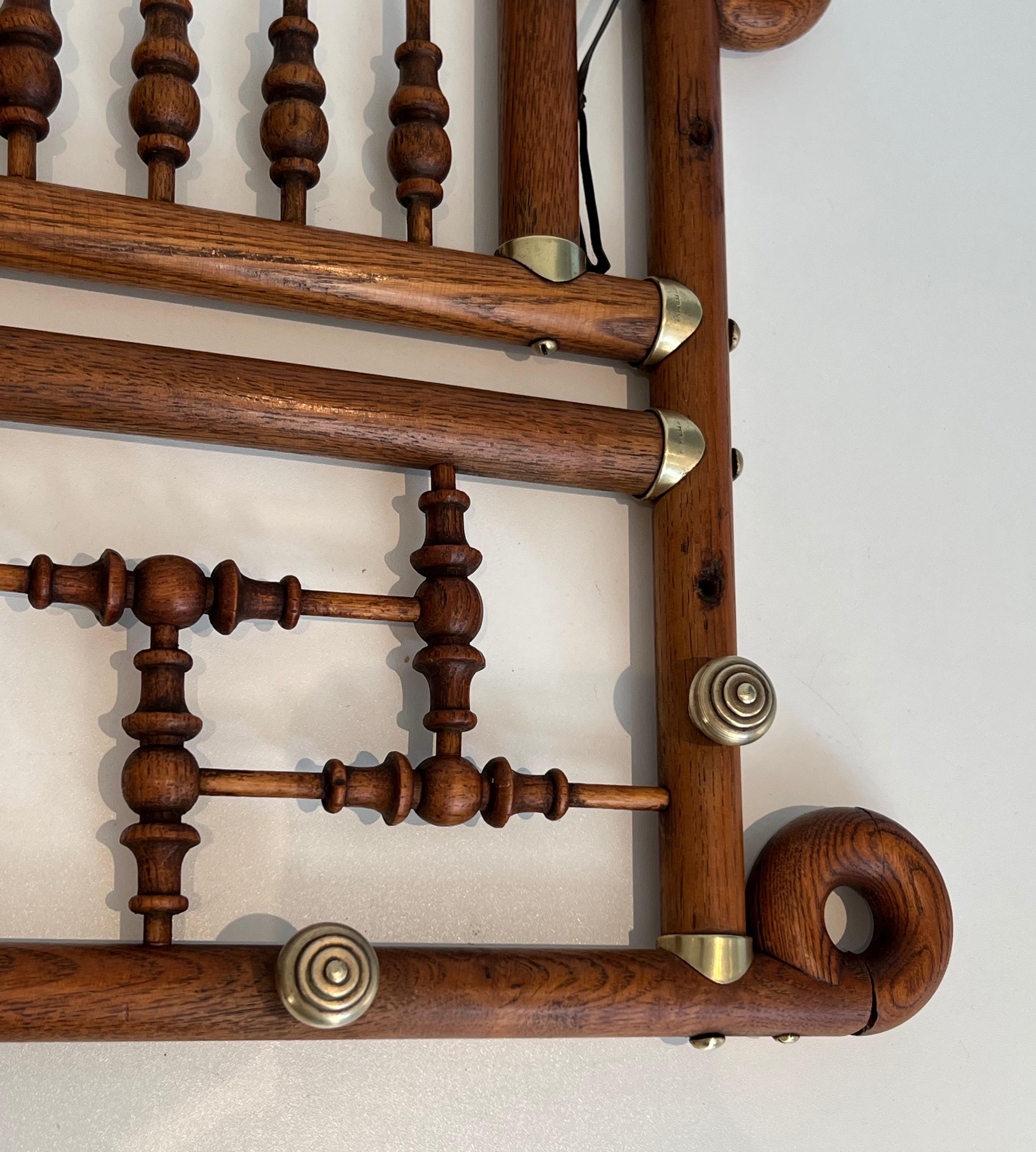 Appendiabiti da parete in legno e ottone curvato in vendita 4