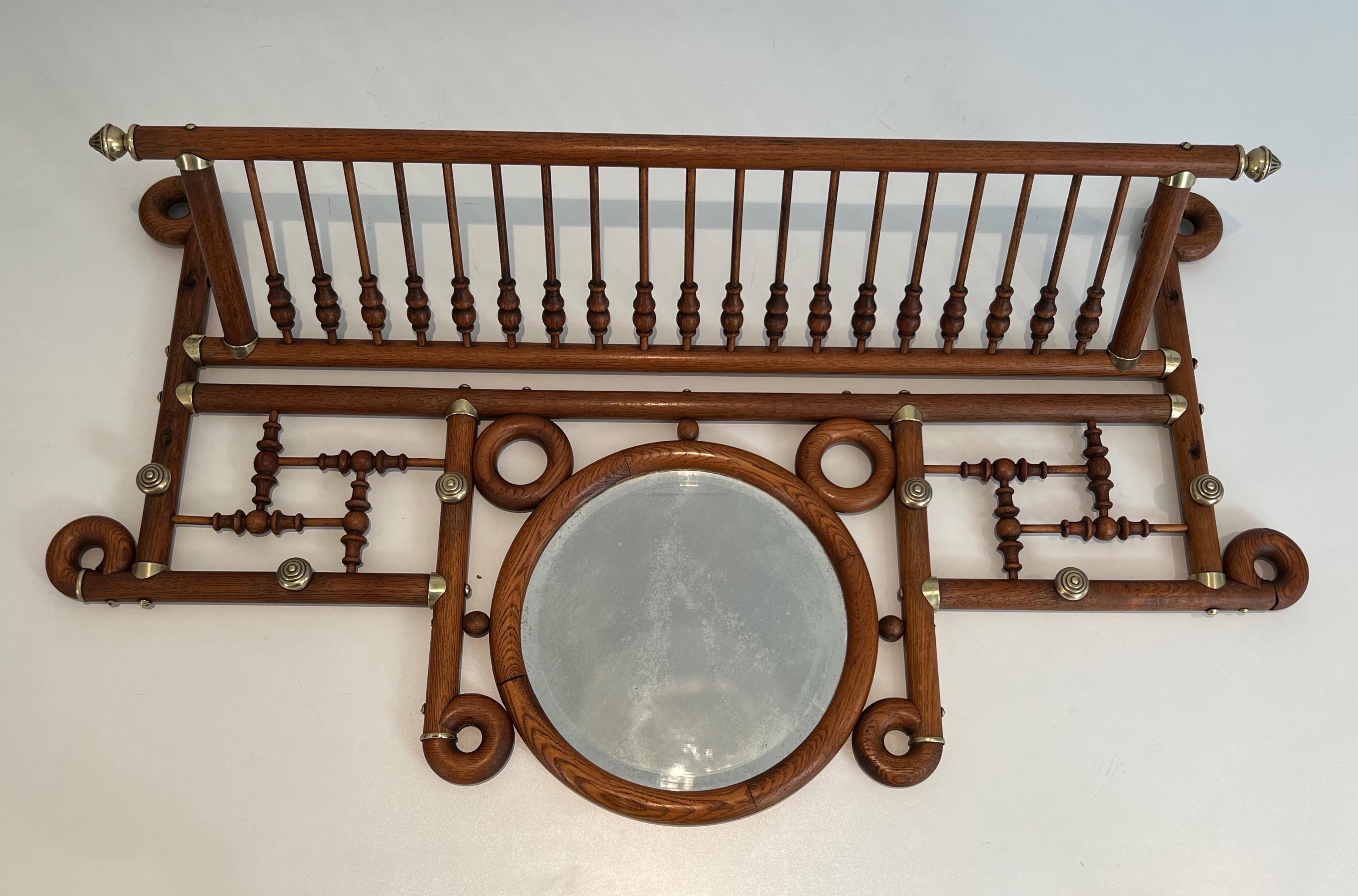 Appendiabiti da parete in legno e ottone curvato in vendita 5