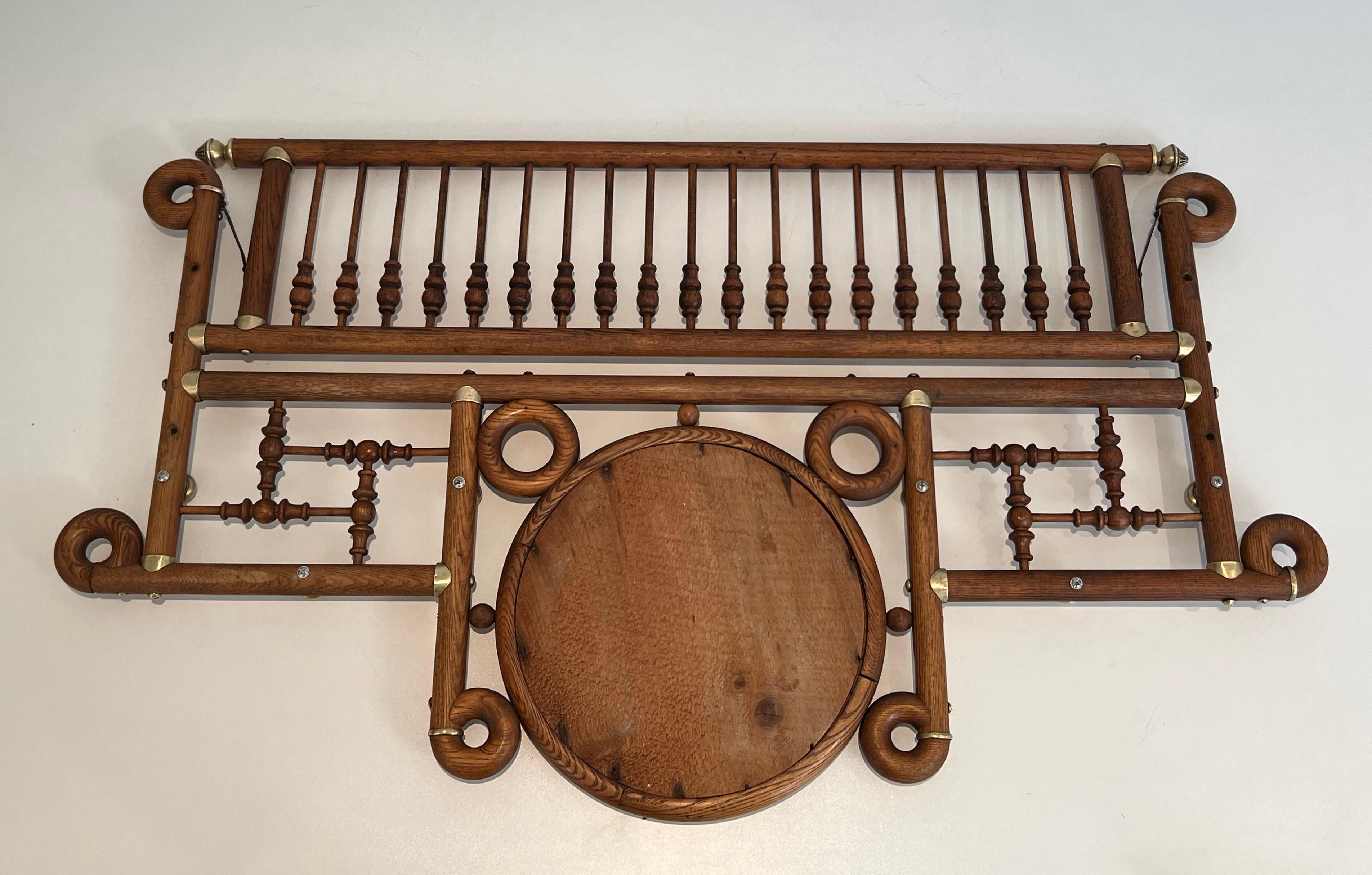 Appendiabiti da parete in legno e ottone curvato in vendita 6