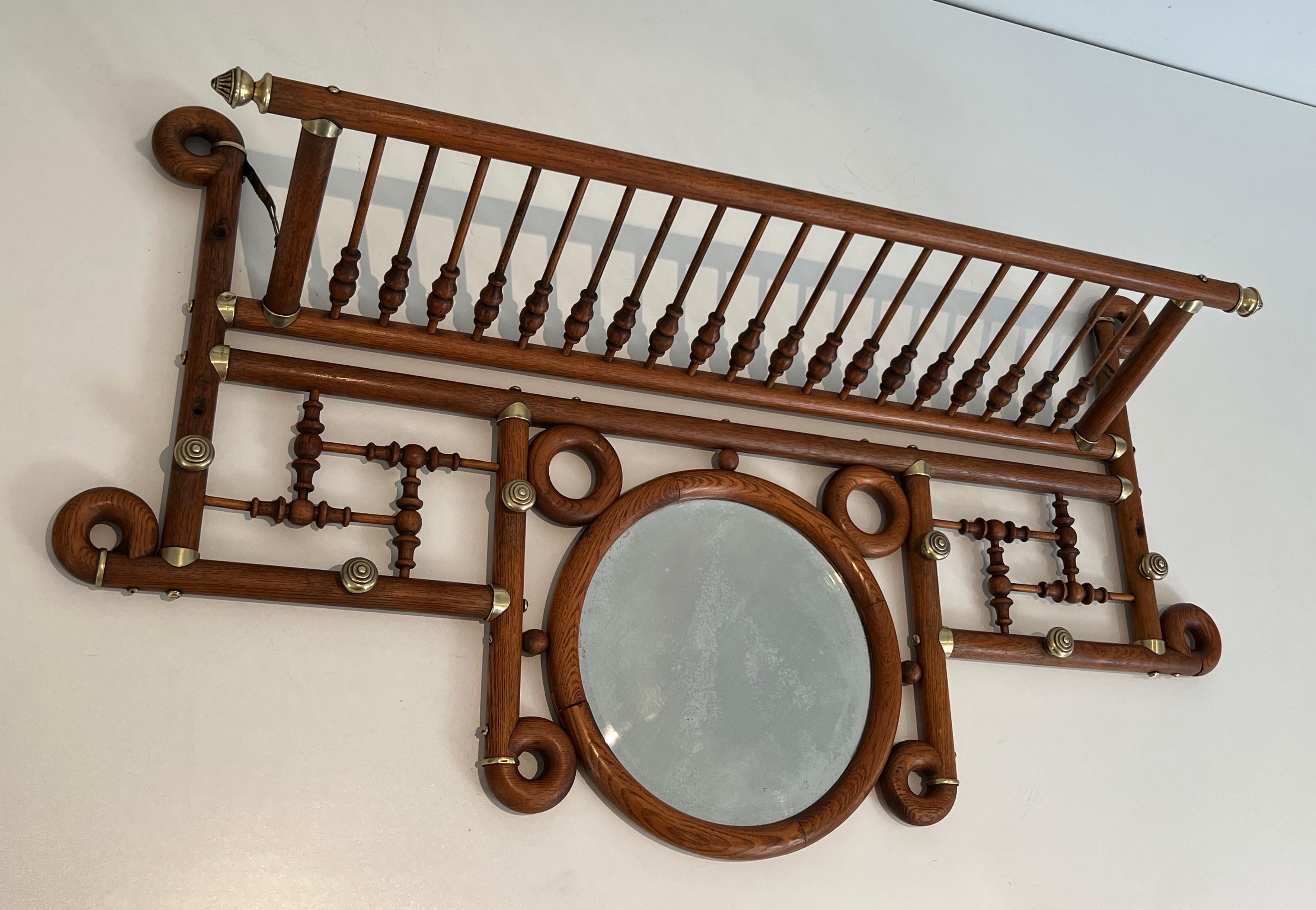 Appendiabiti da parete in legno e ottone curvato in vendita 7